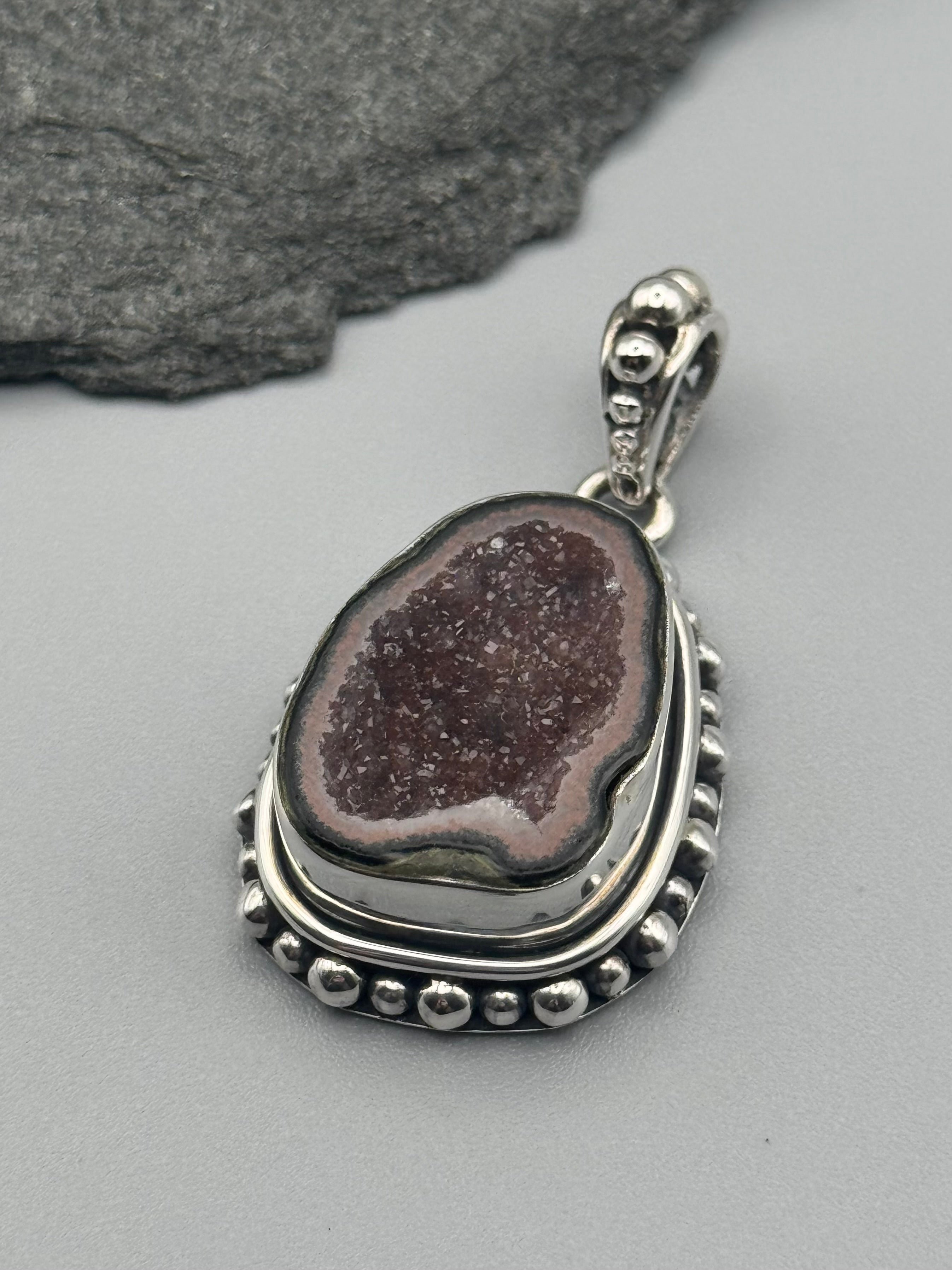 •COCONUT DRUZY - DOTTED FREEFORM 2• sterling silver pendant