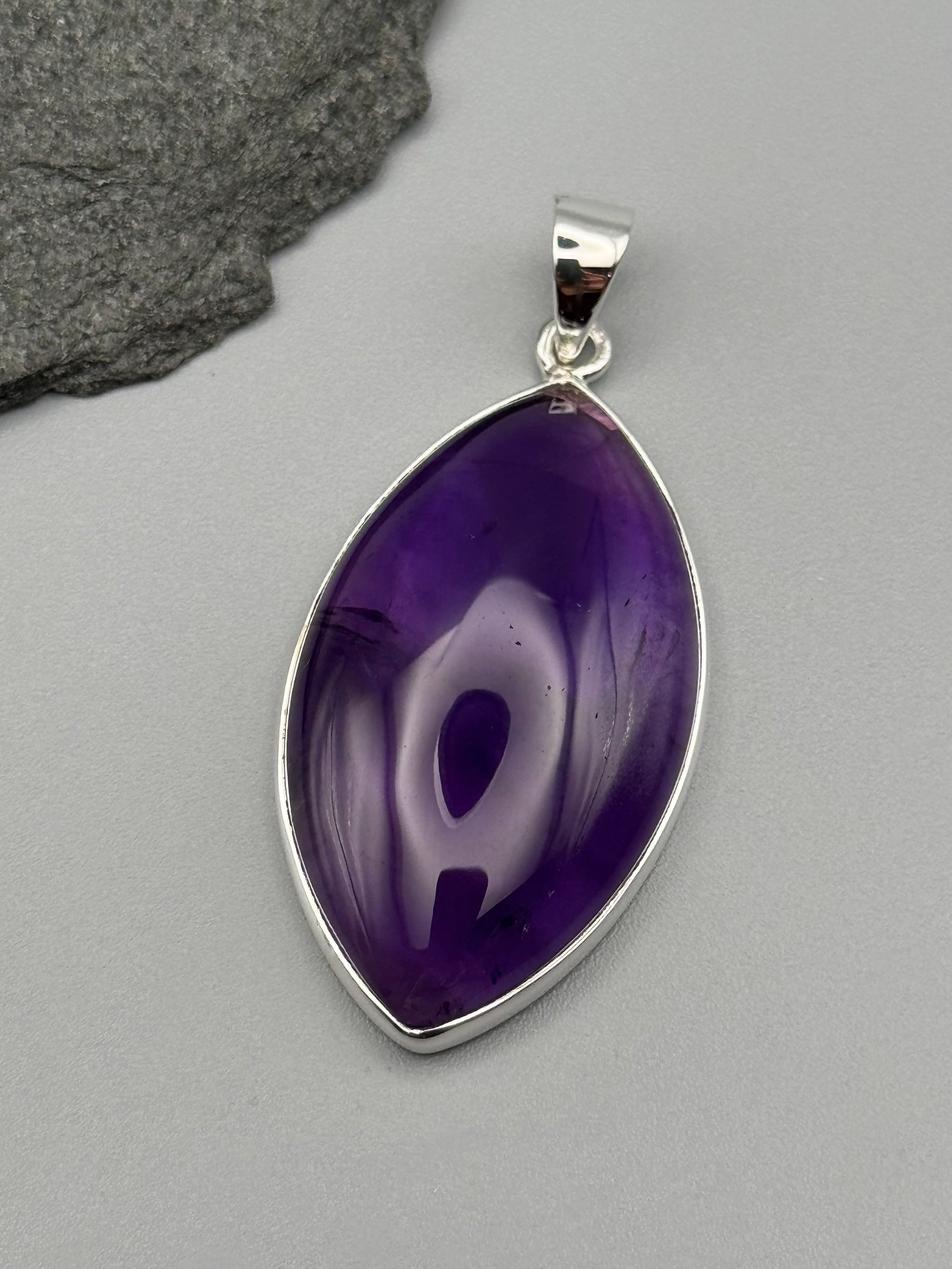 •AMETHYST - MARQUISE• sterling silver pendant