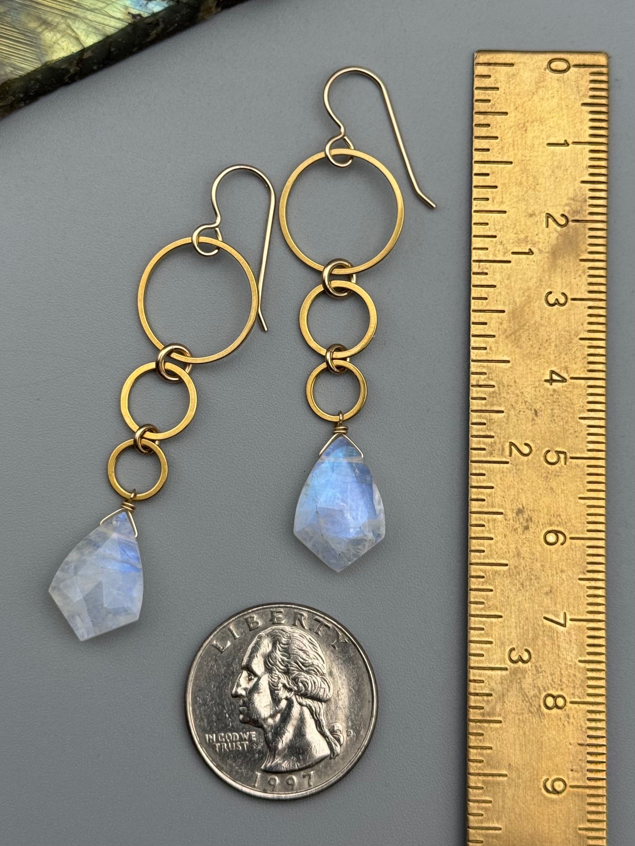 •6 OF CUPS• rainbow moonstone + gold earrings