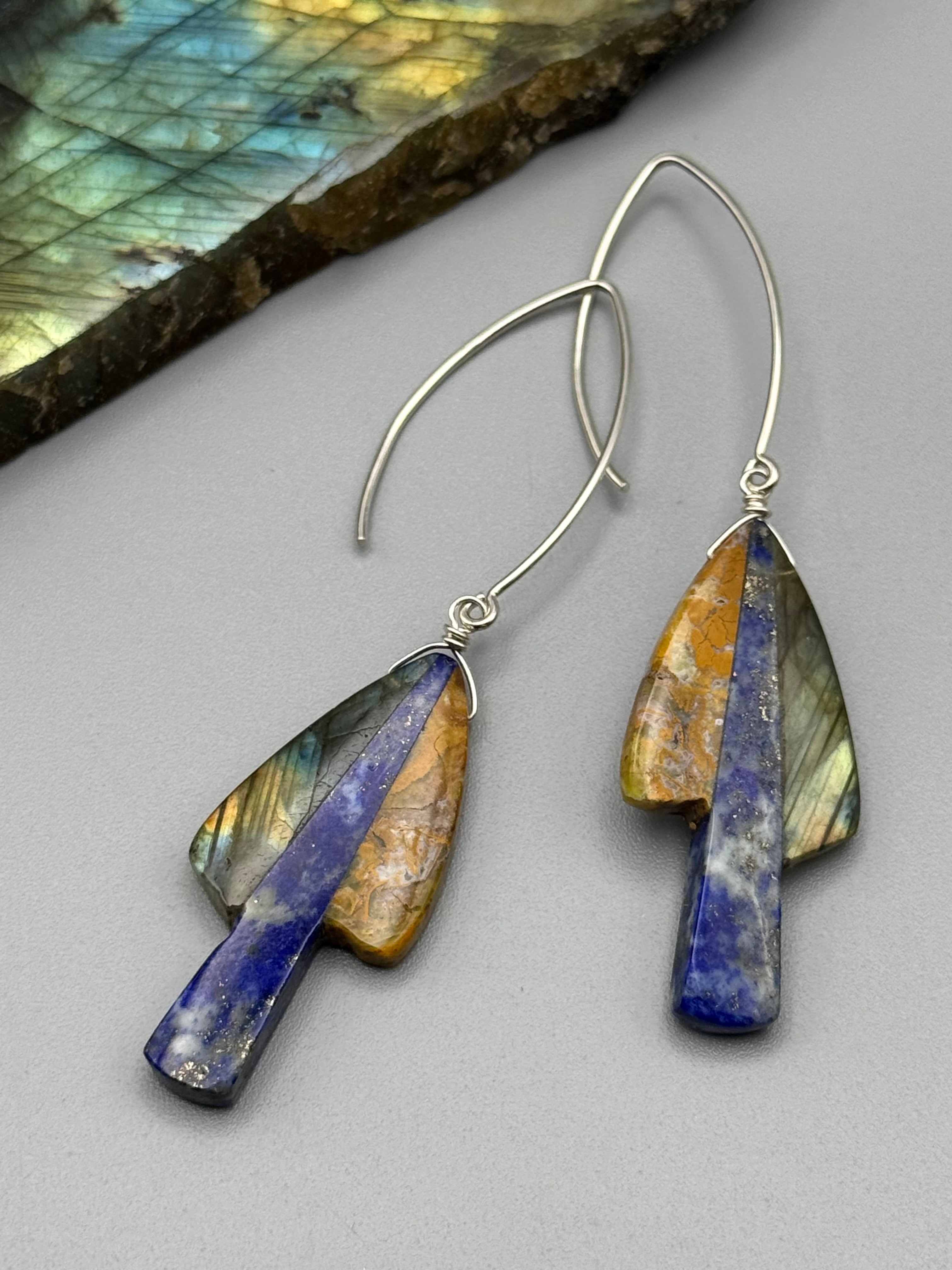 •STRAY• intarsia shroom + silver earrings