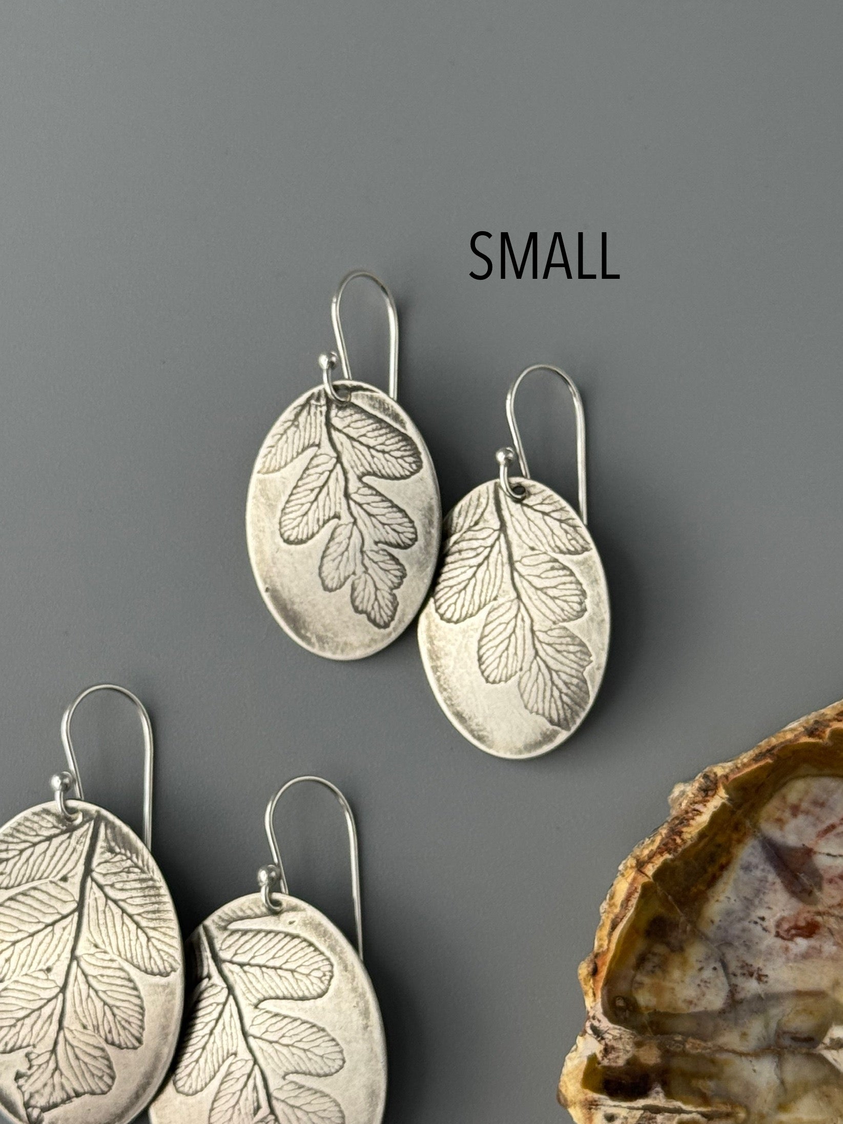 •FERN OVOID• silver dangle earrings