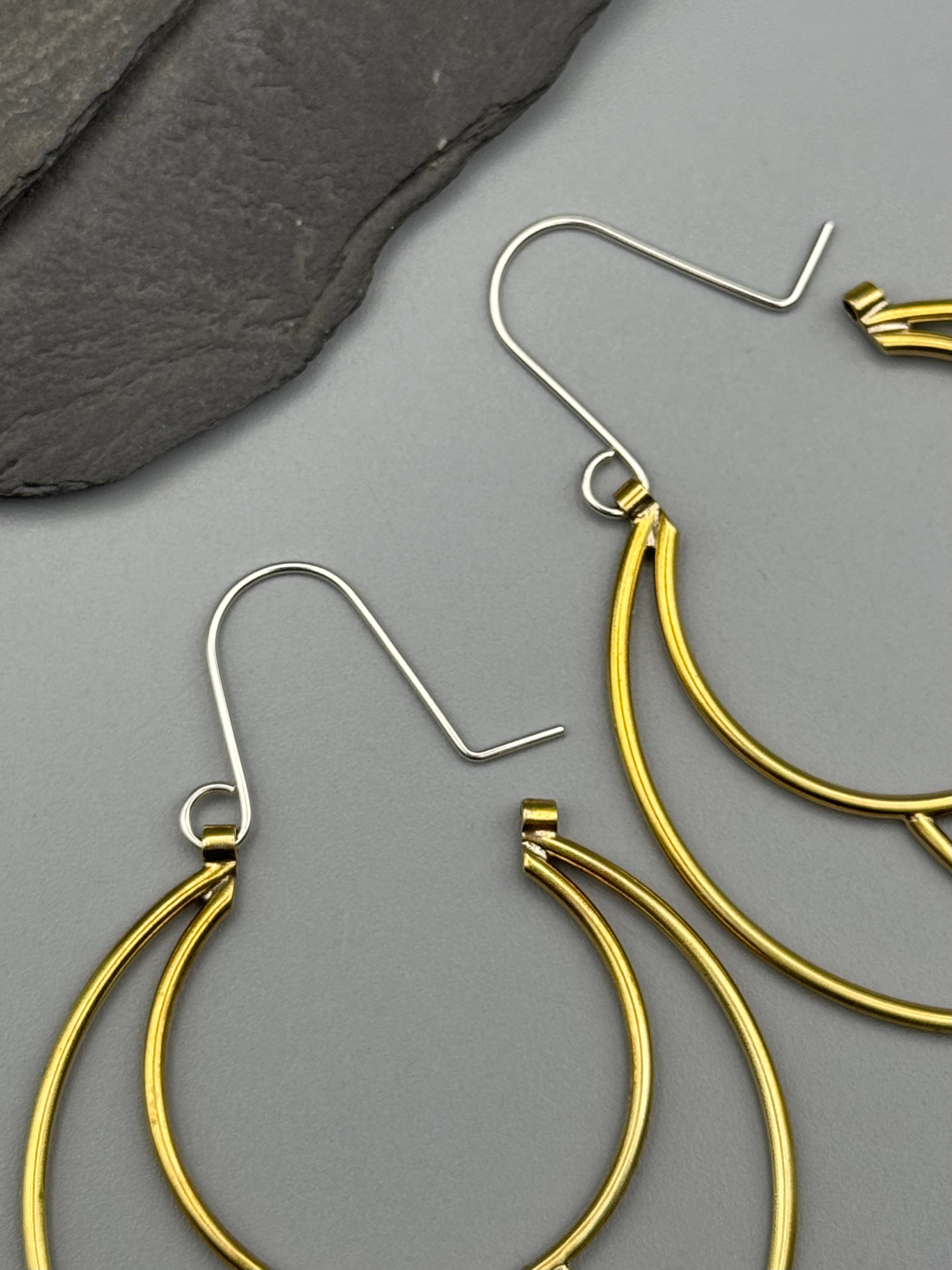 •CRESCENT CRATER• mixed metal hoop earrings