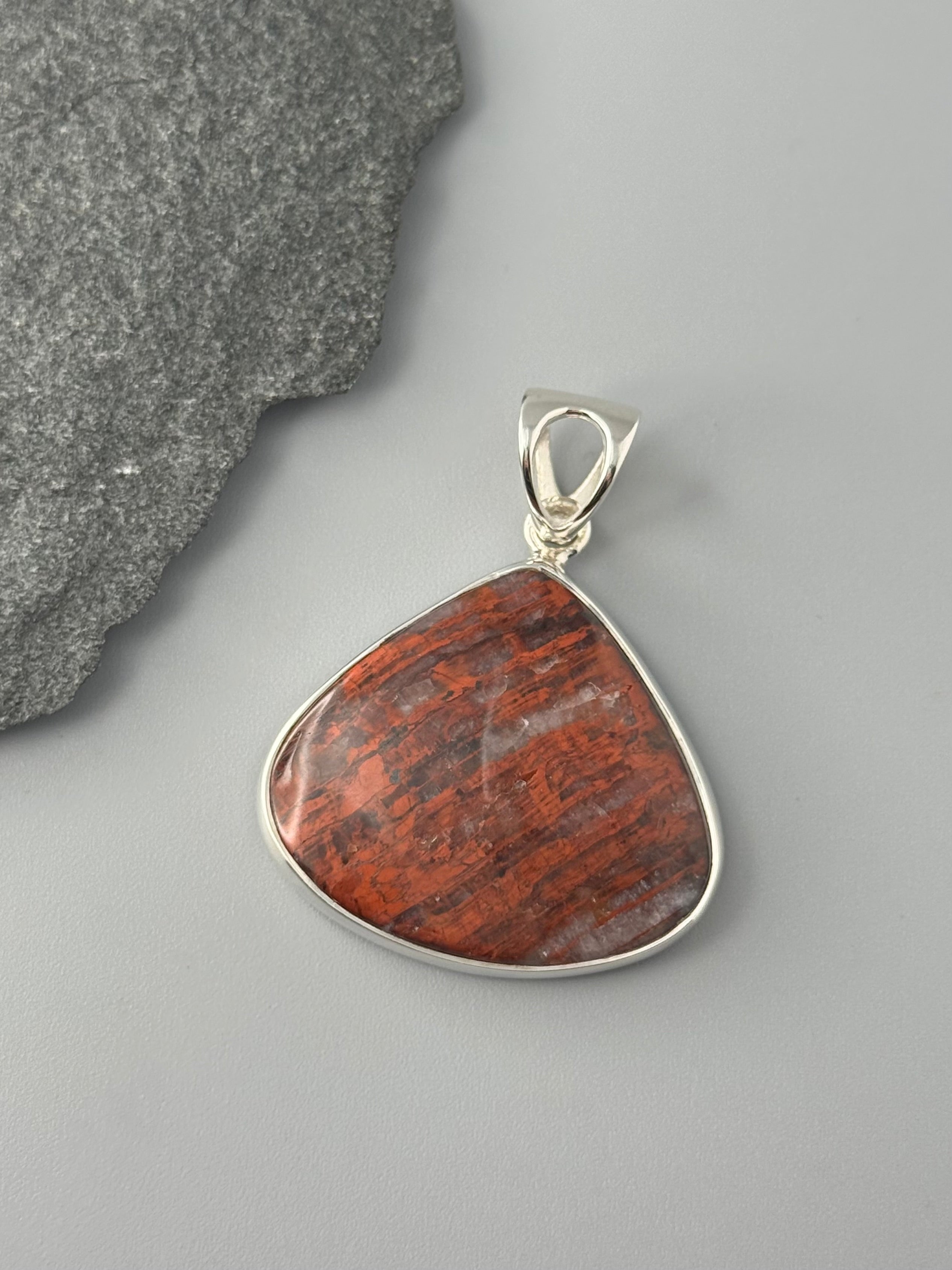 •RED PIETERSITE - WIDE TEARDROP• sterling silver pendant