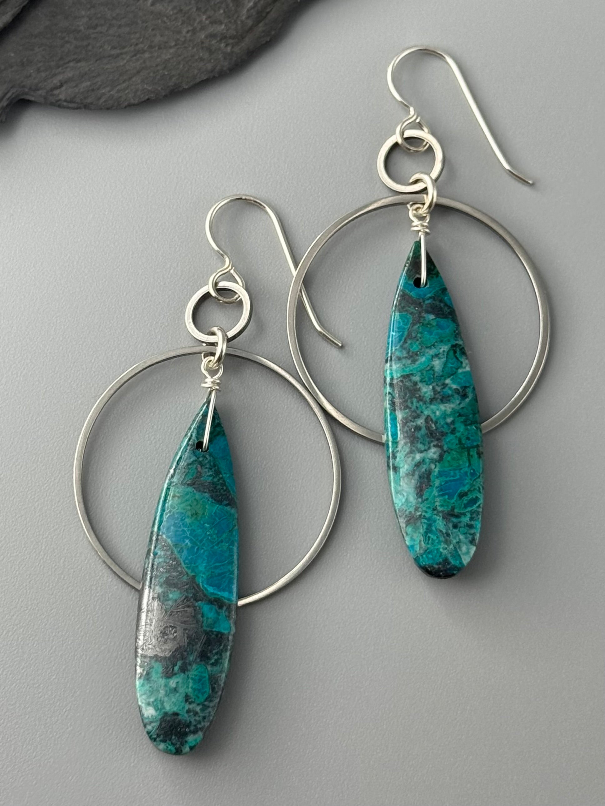 •EQUA-ORBIT• chrysocolla + silver earrings