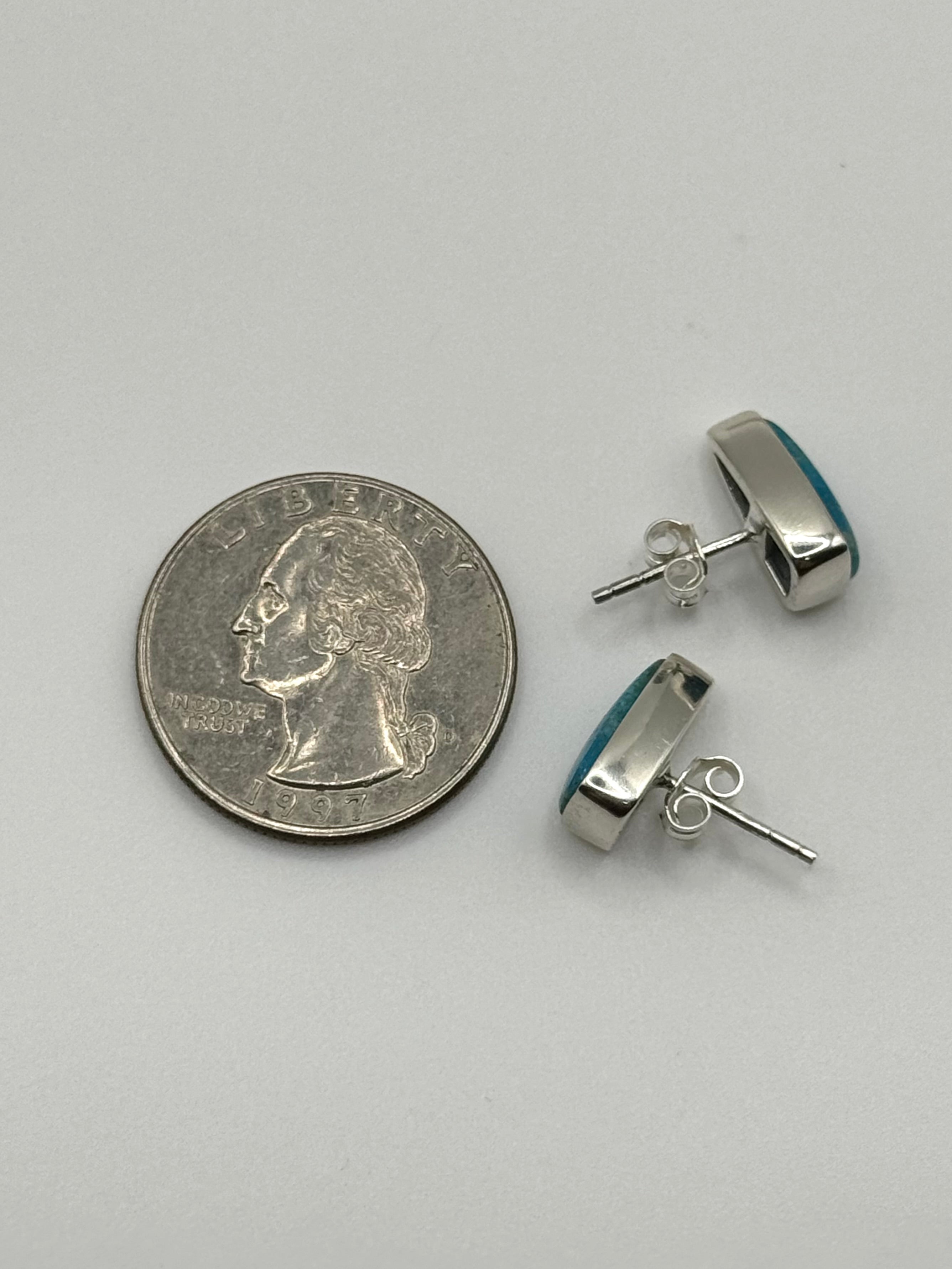 •TURQUOISE - FANG• silver bezel set stud earrings