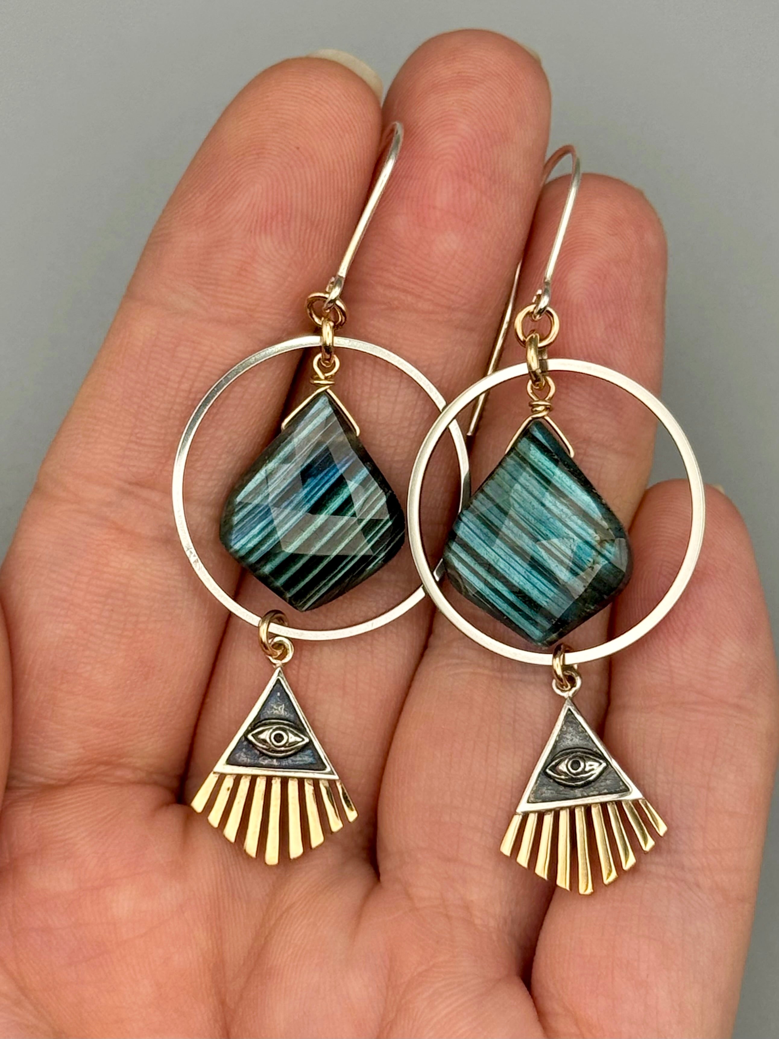 •DIVINE PROVIDENCE• labradorite + mixed metal earrings