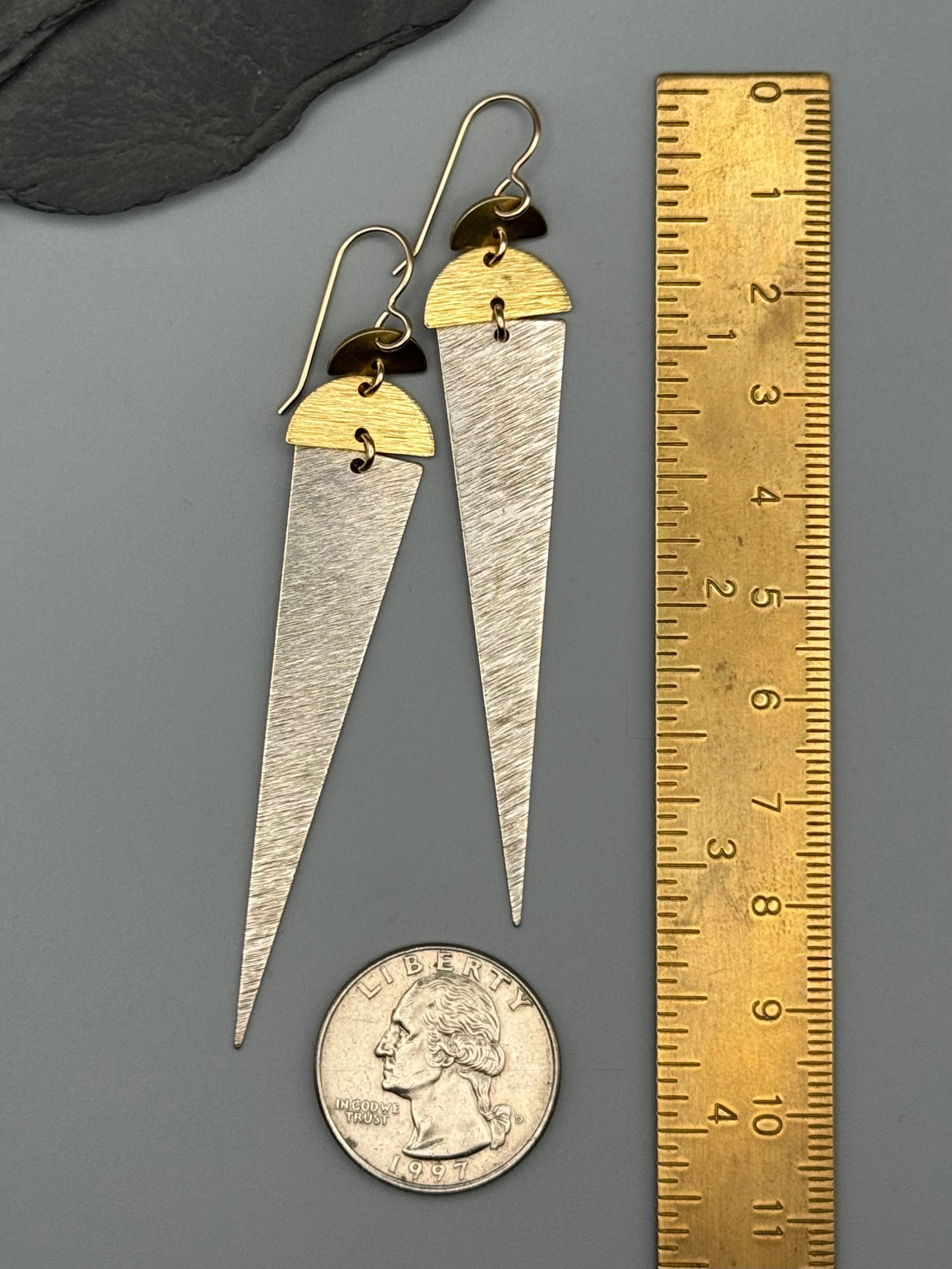 •MOON DAGGERS• mixed metal dangle earrings