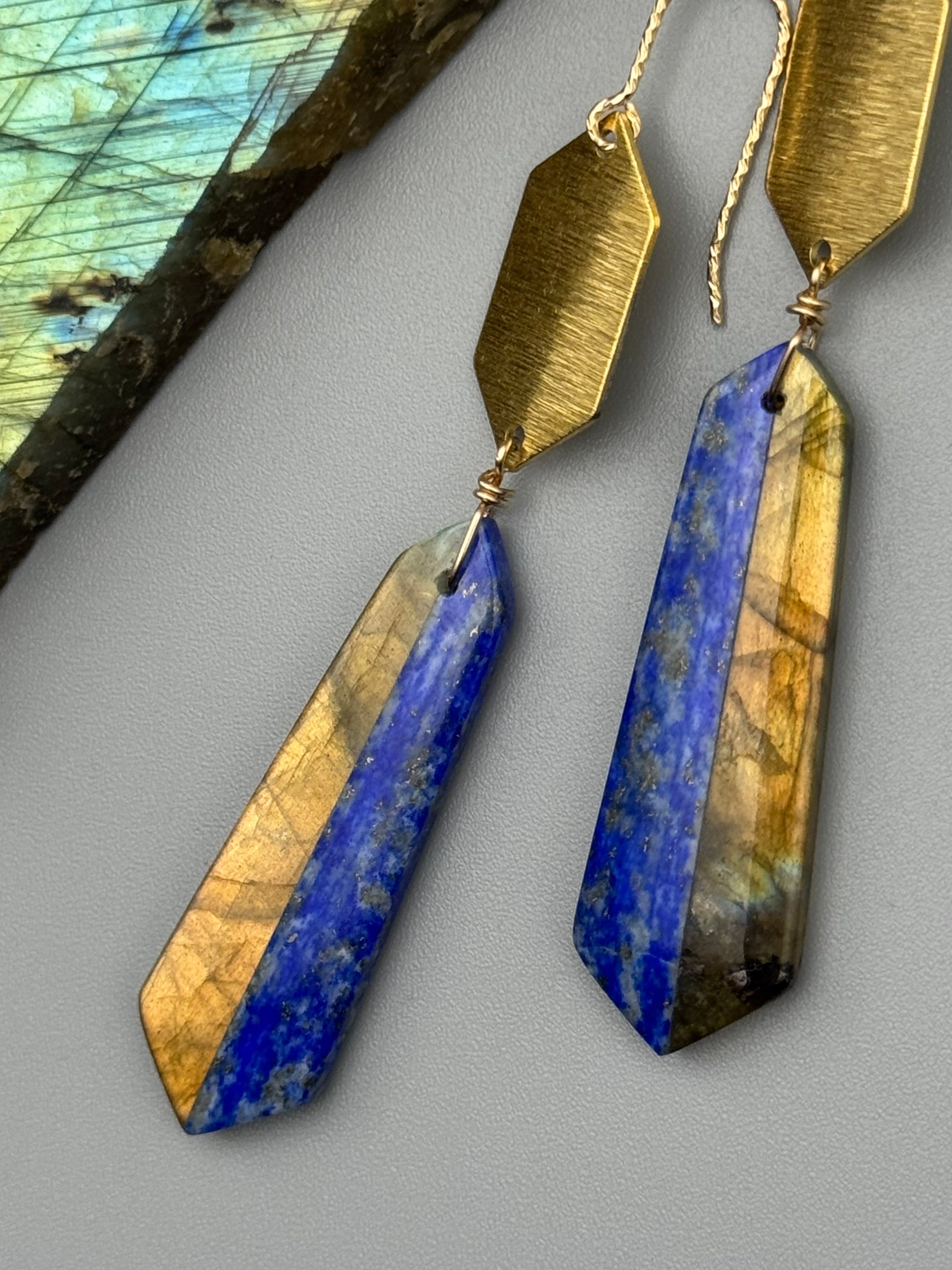 •HEXED• intarsia hex + gold earrings