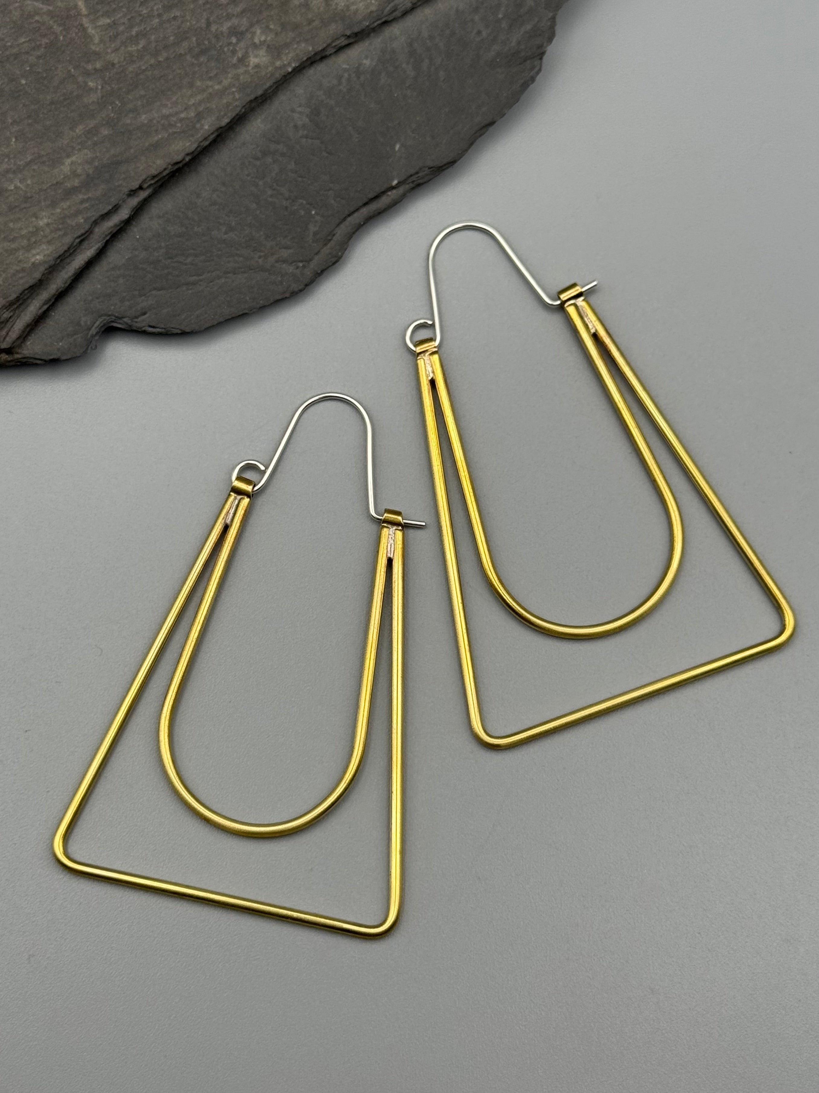 •TRAPEZIUM• brass hoop earrings