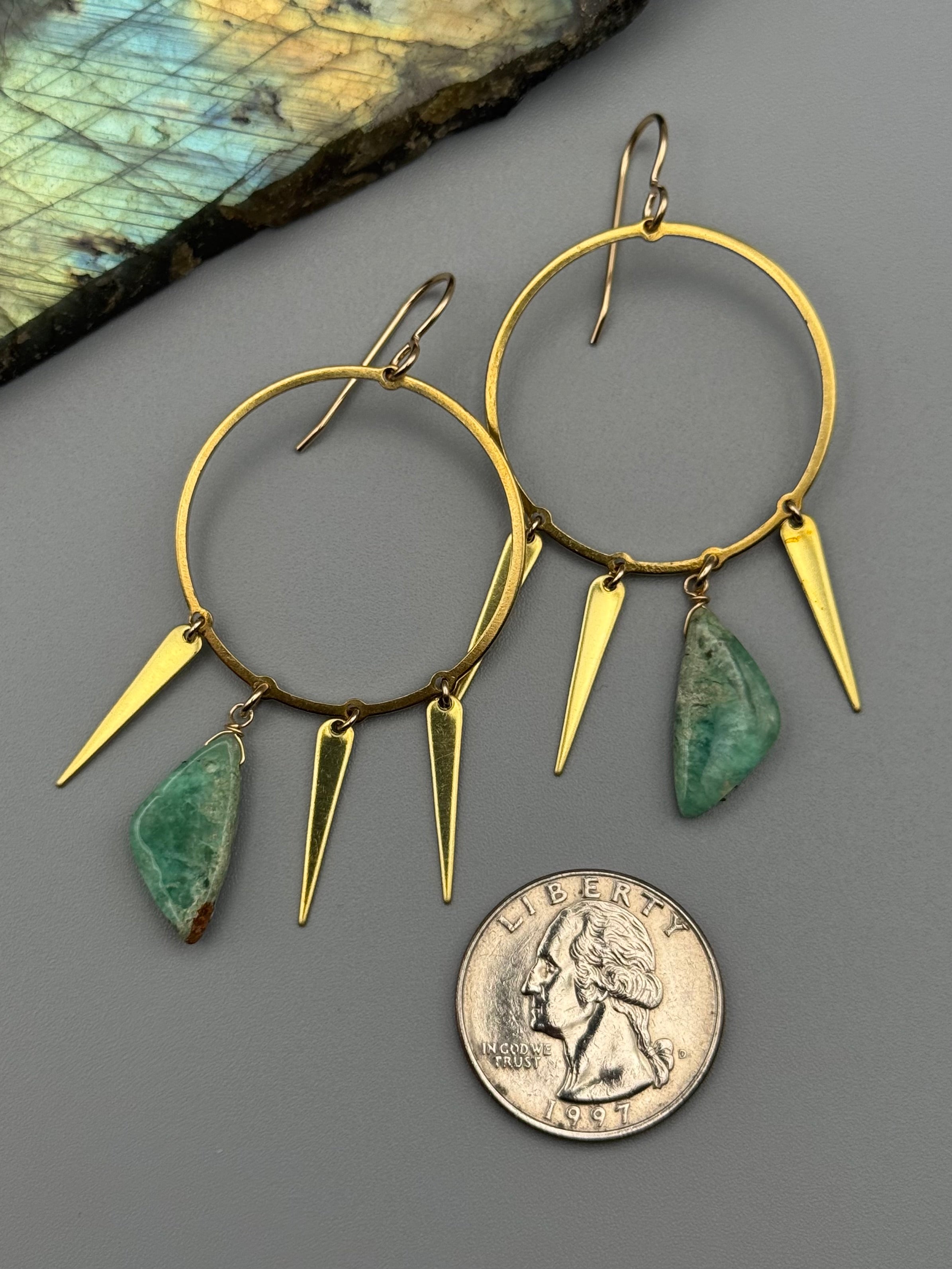 •RAIN DANCE• chrysoprase + gold earrings