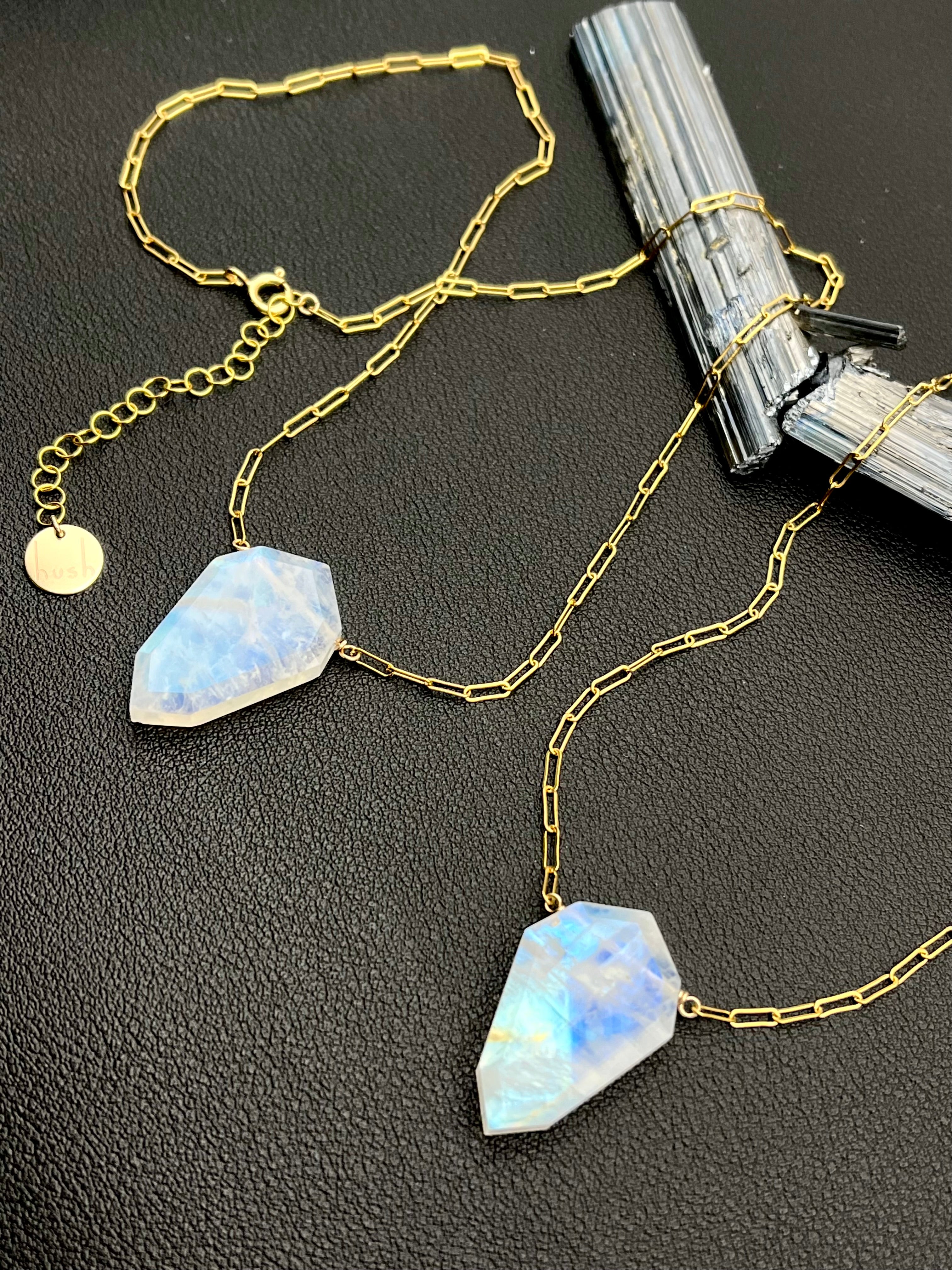•AEON- PETAL• rainbow moonstone + gold necklace (various lengths)