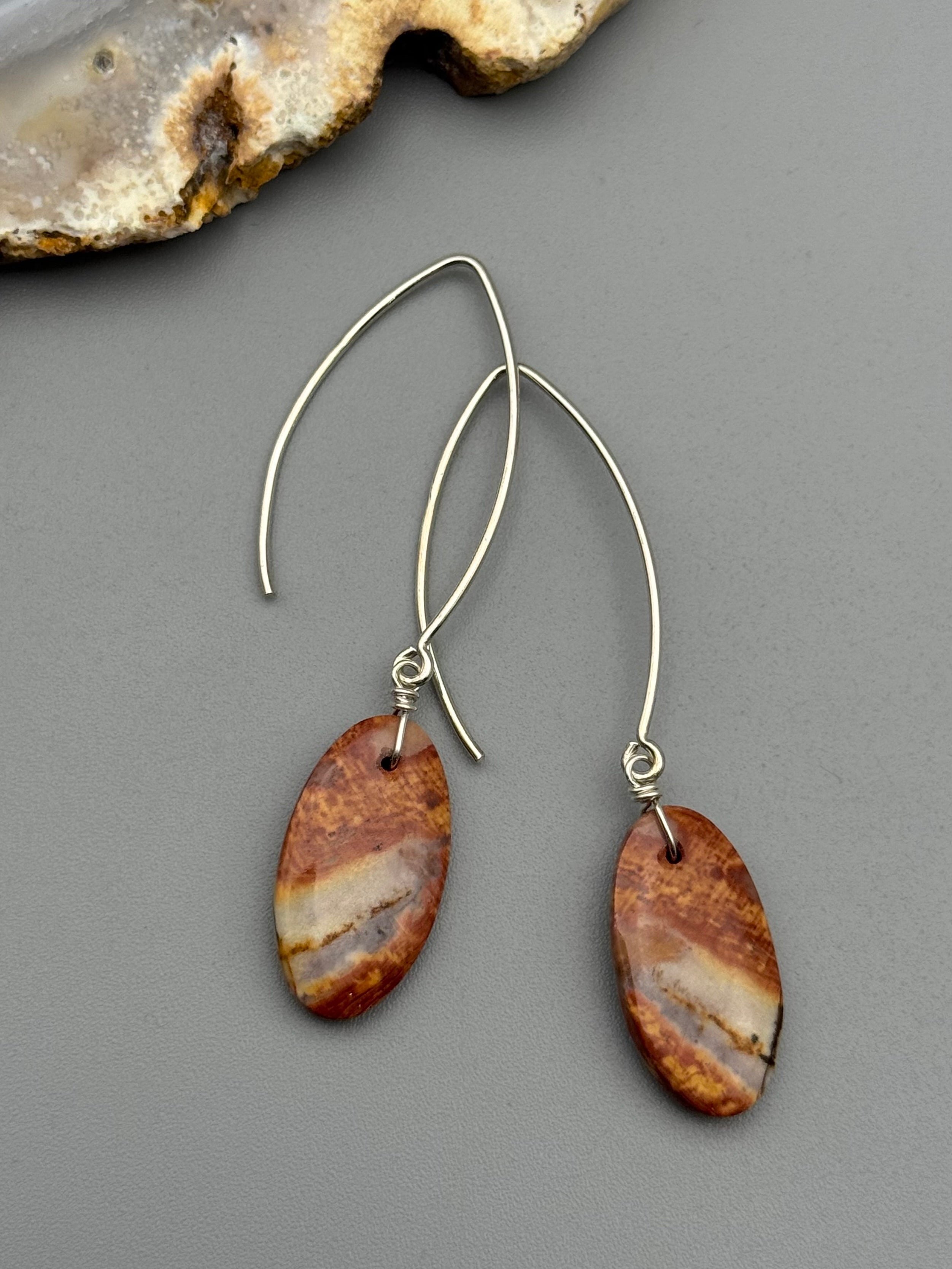 •STRAY• jasper oval + silver earrings
