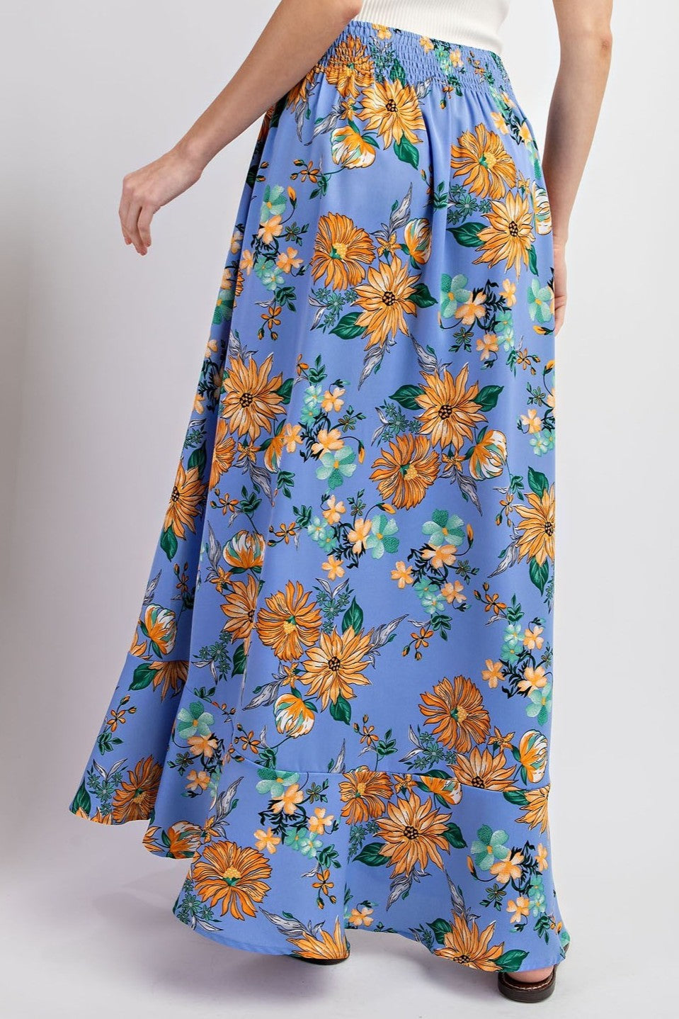 •EMBER• floral smocked waist midaxi skirt