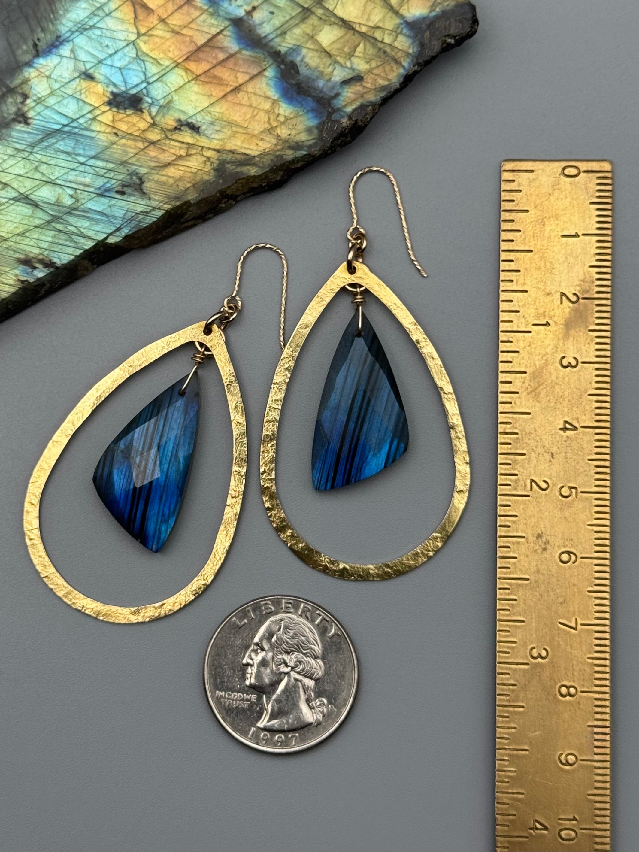 •DRIP DROP• labradorite + gold earrings