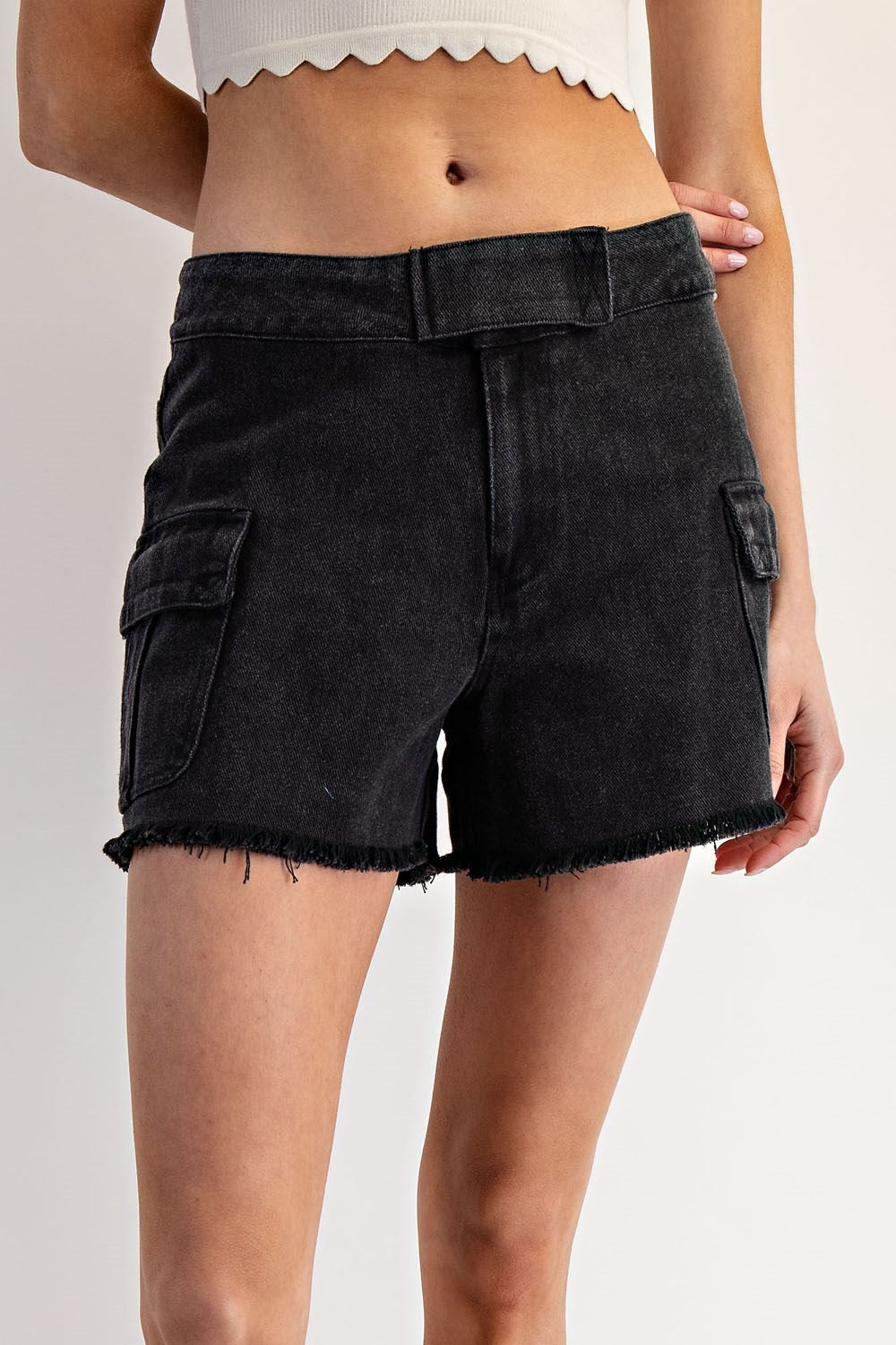•MARLEY• mineral washed denim shorts