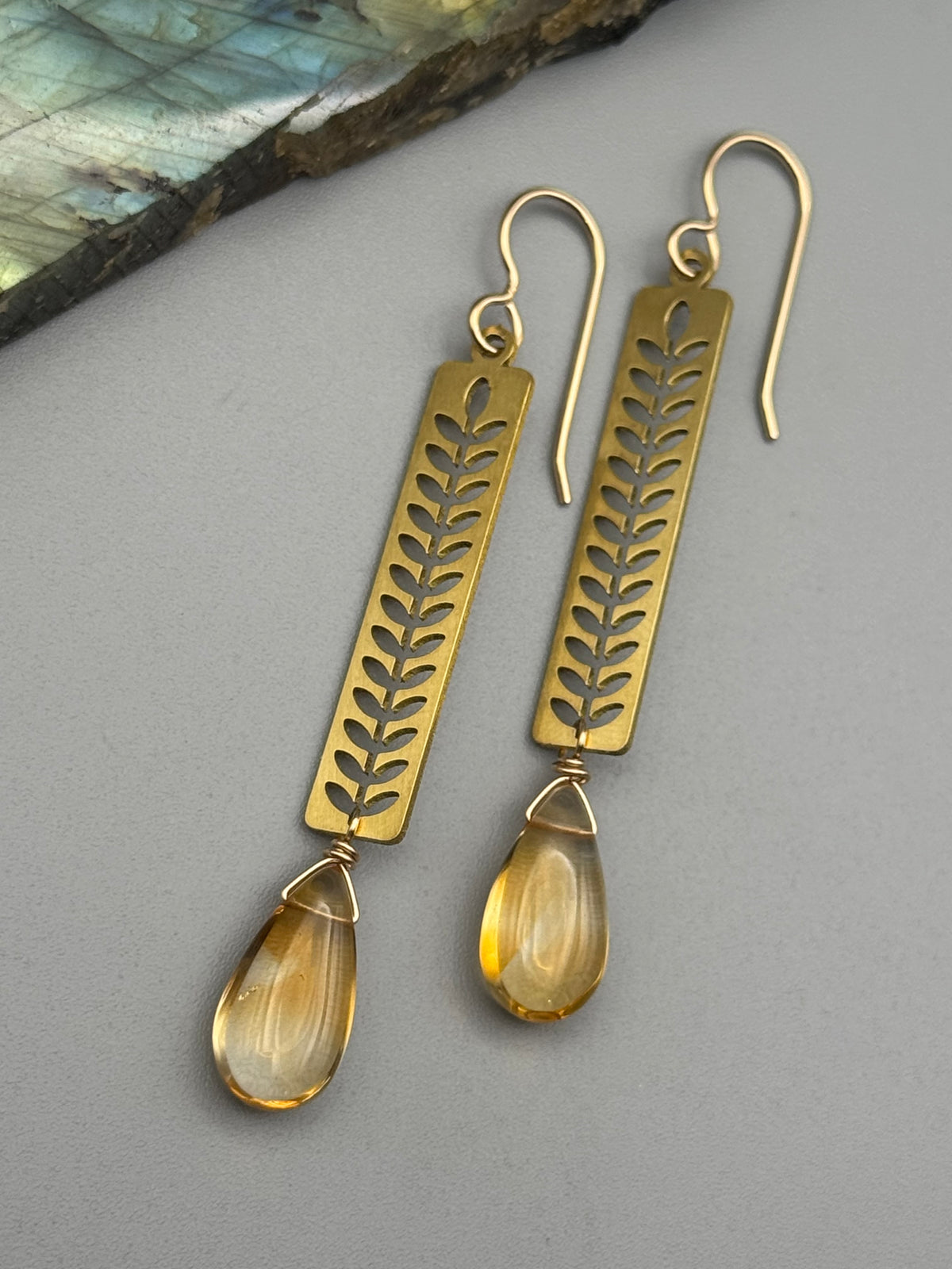 •PROTEA• citrine teardrop + gold earrings