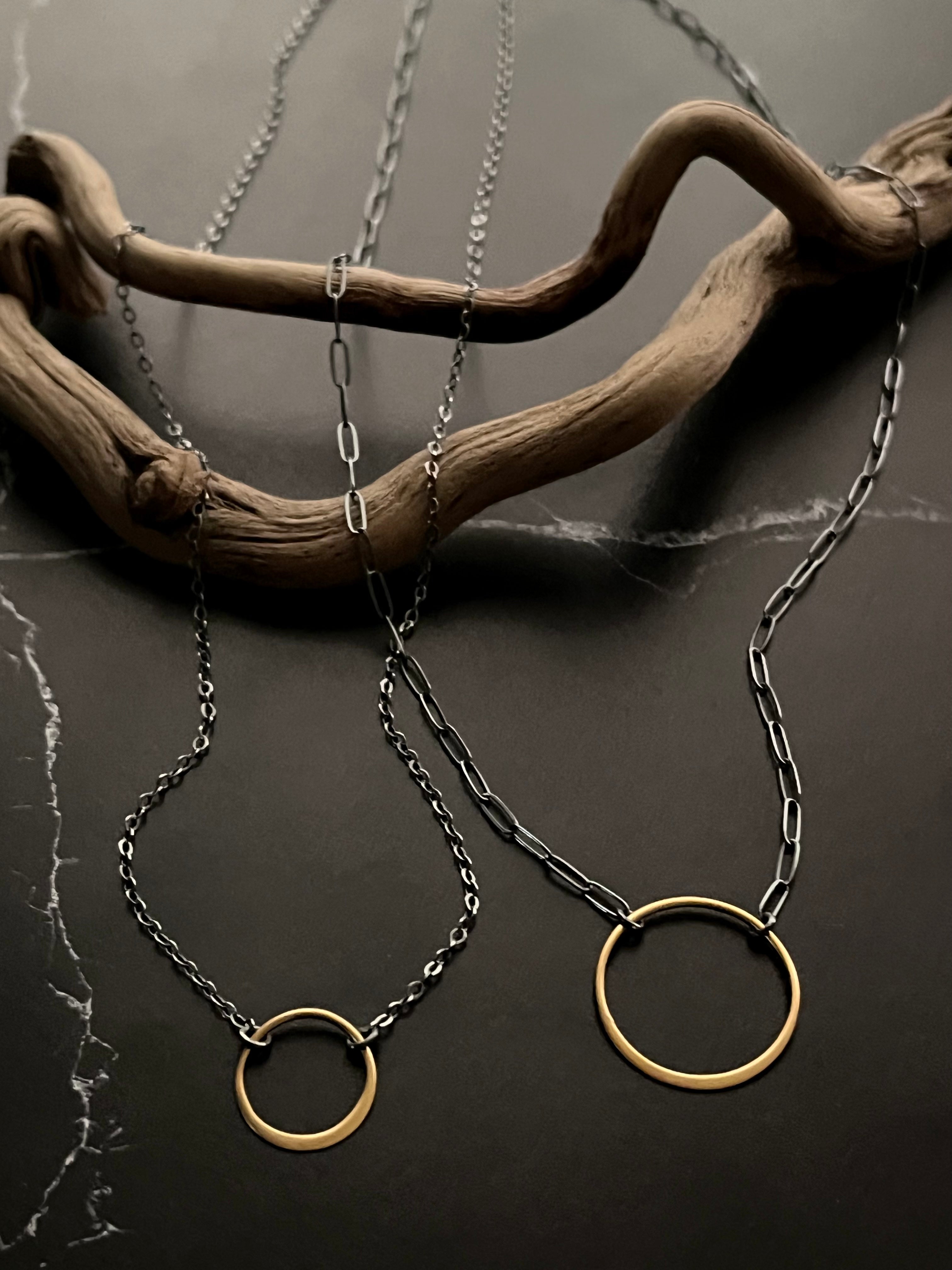 •BIG ECLIPSE• mixed metal necklace