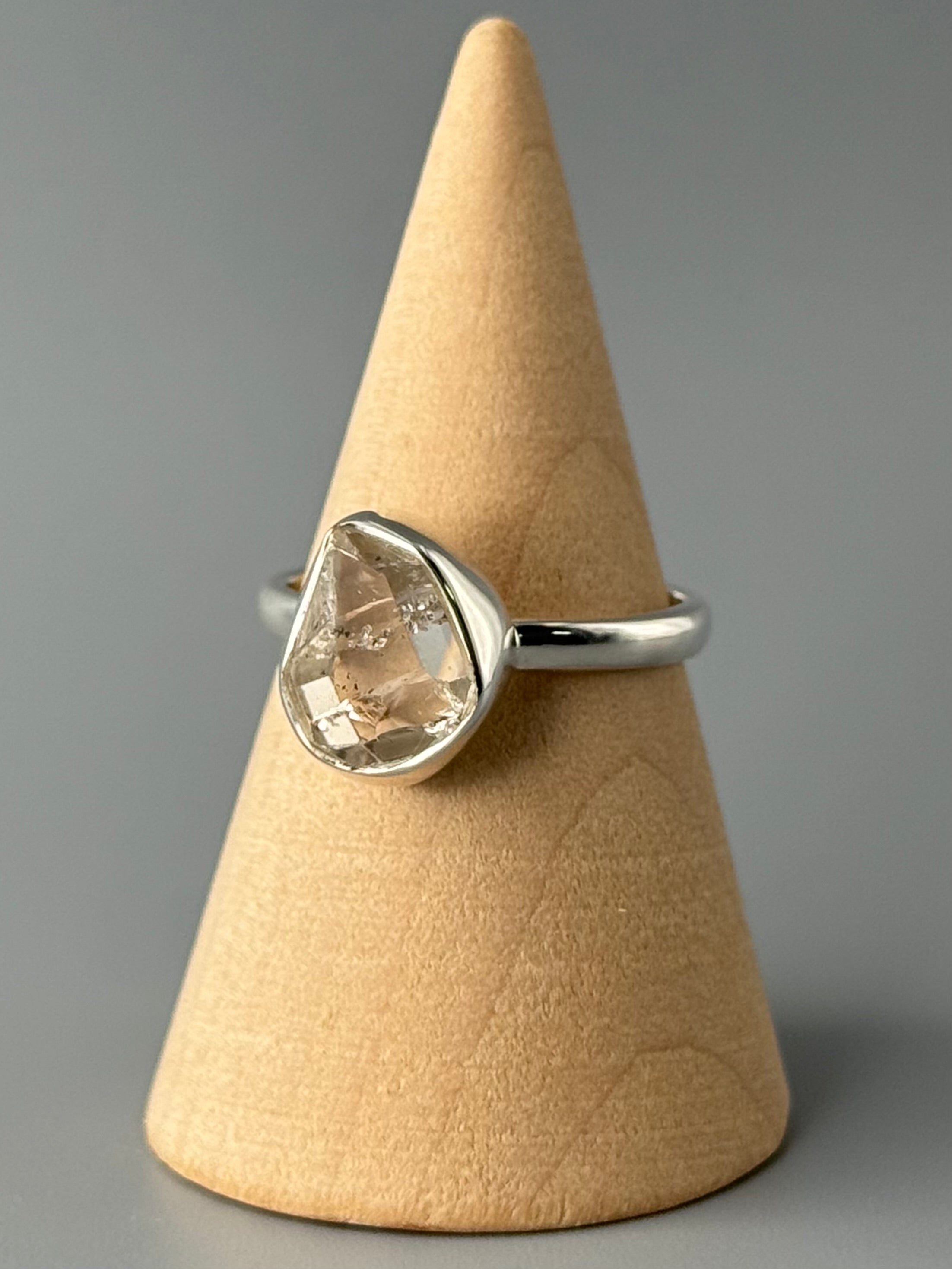 •HERKIMER DIAMOND - STACKABLE• simple bezel silver ring (size 8)