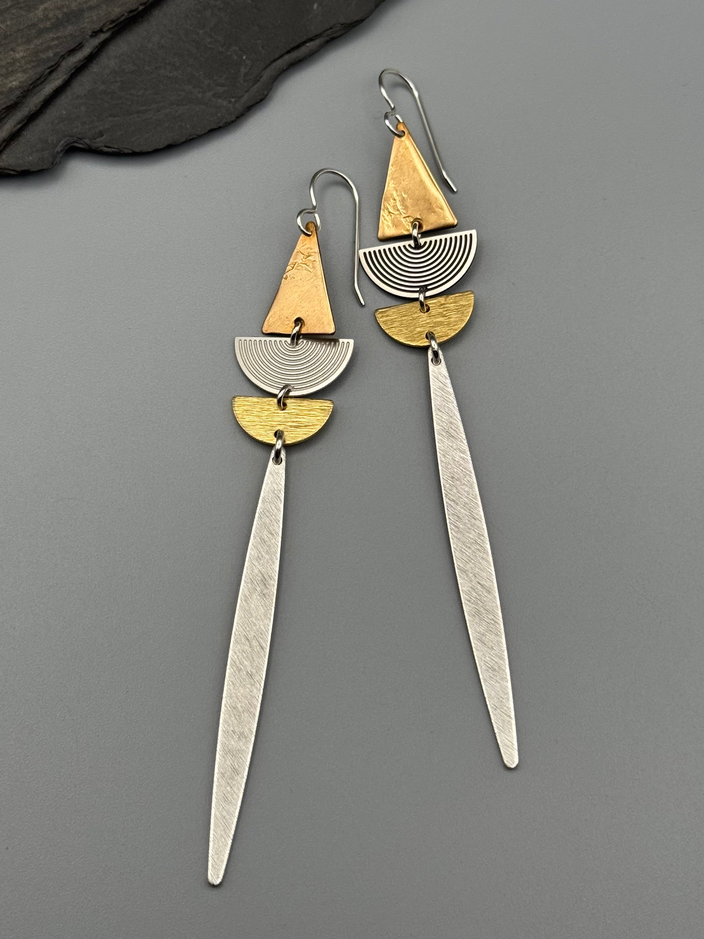 •SHAPE SHIFTER• mixed metal dangle earrings