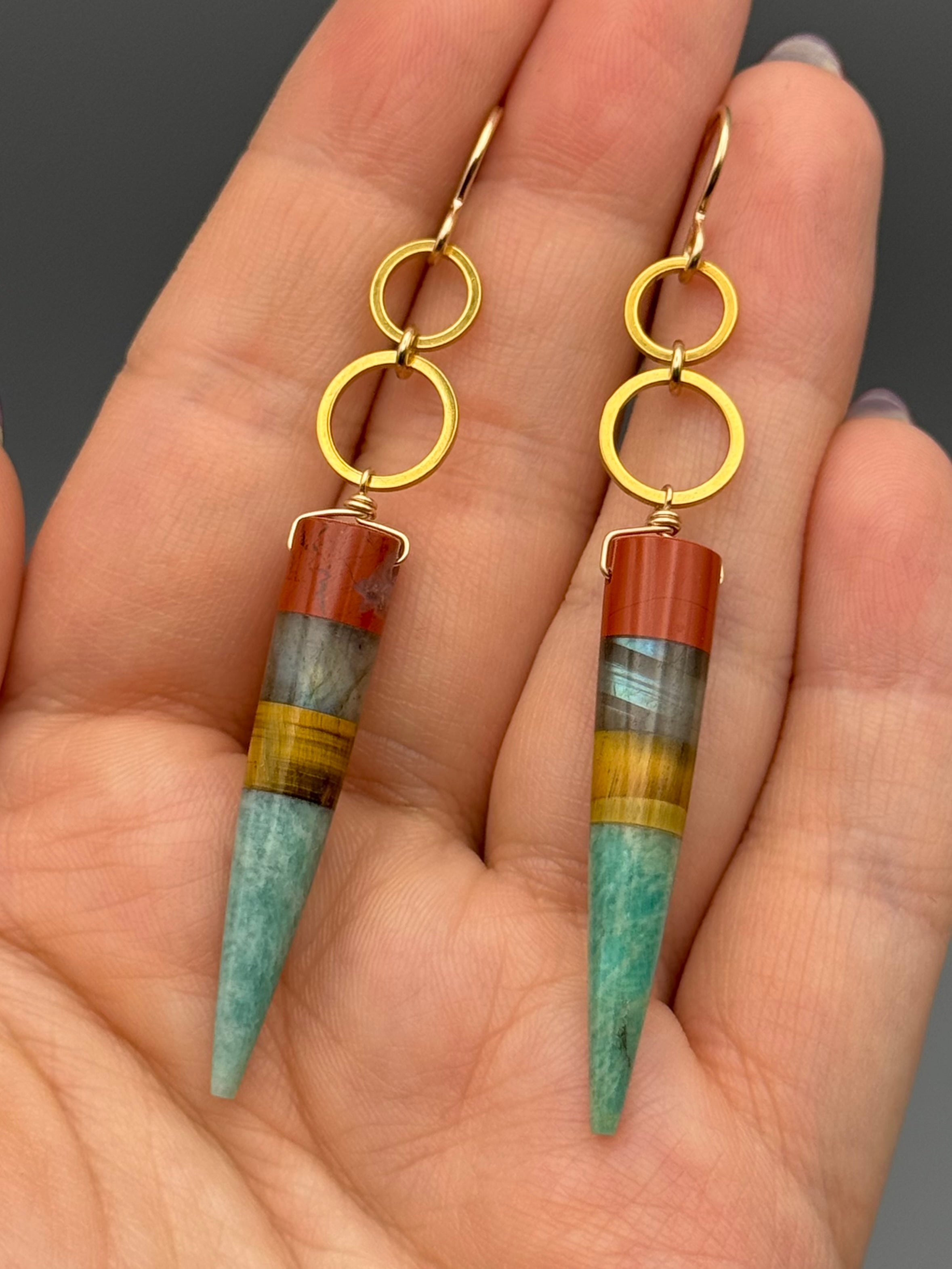 •4 OF CUPS• intarsia + gold earrings