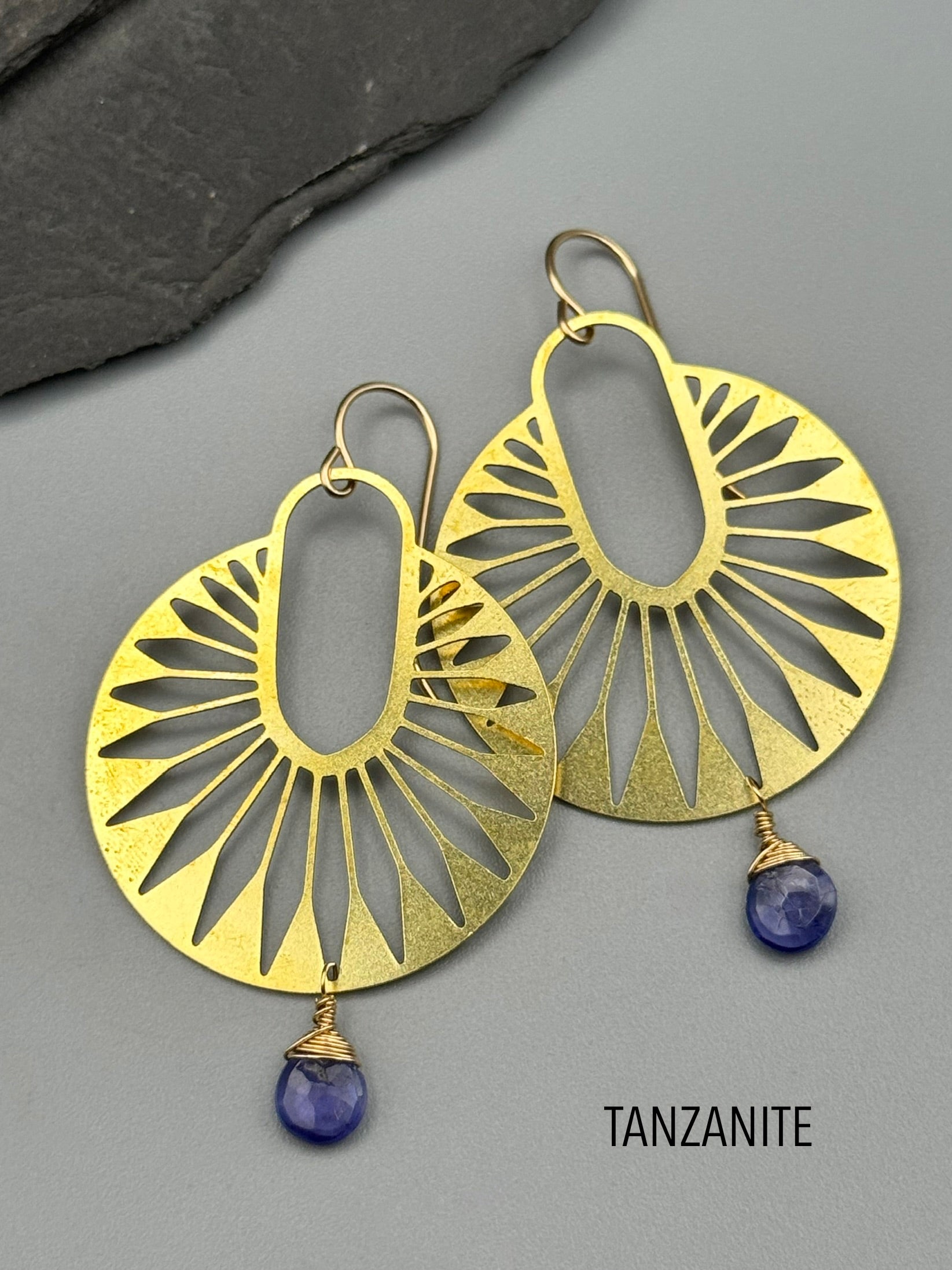 •DECO PALMS• gold earrings (various stones)