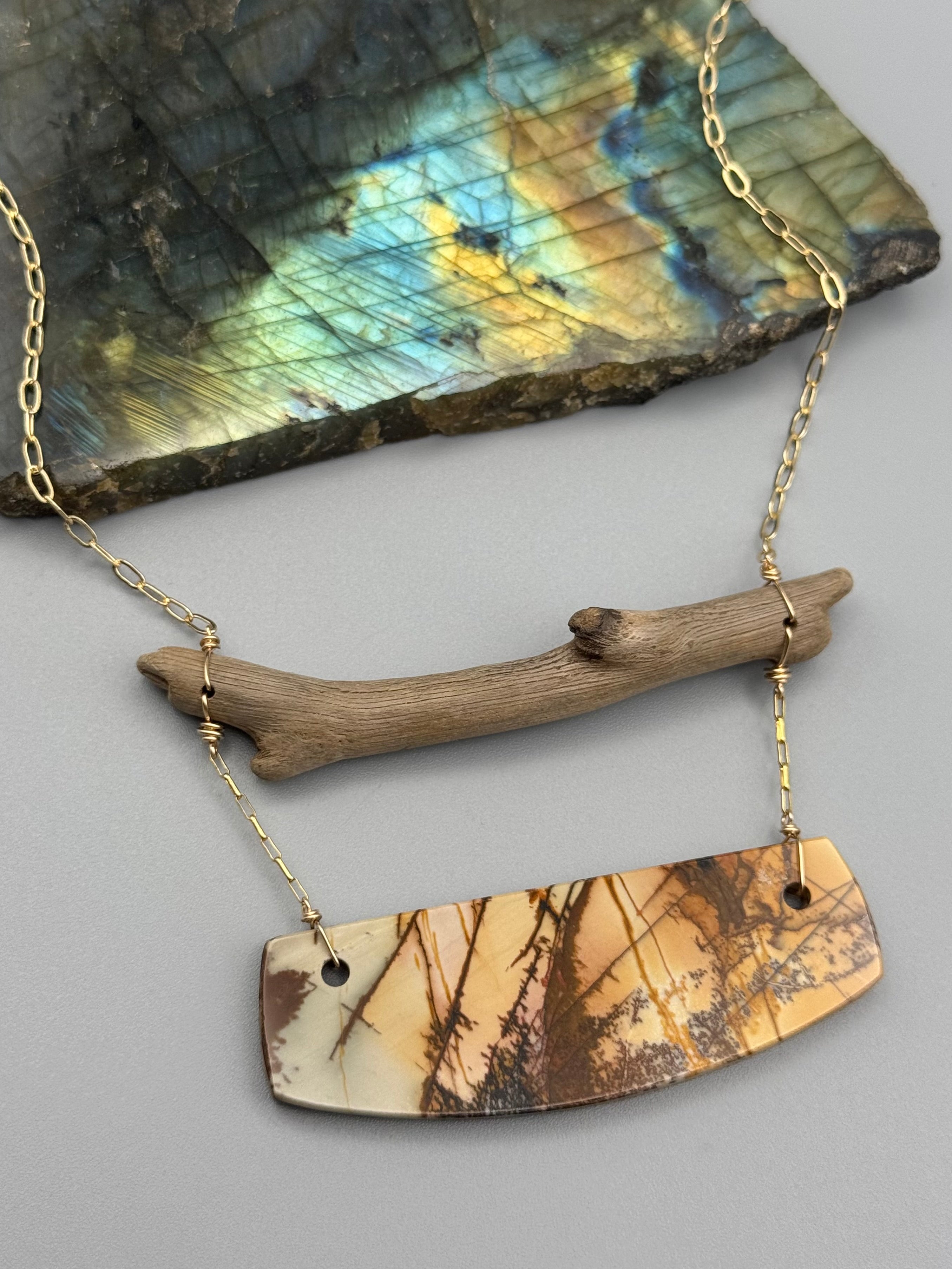 •TOTEM• red creek jasper + gold necklace (18"-20" long)