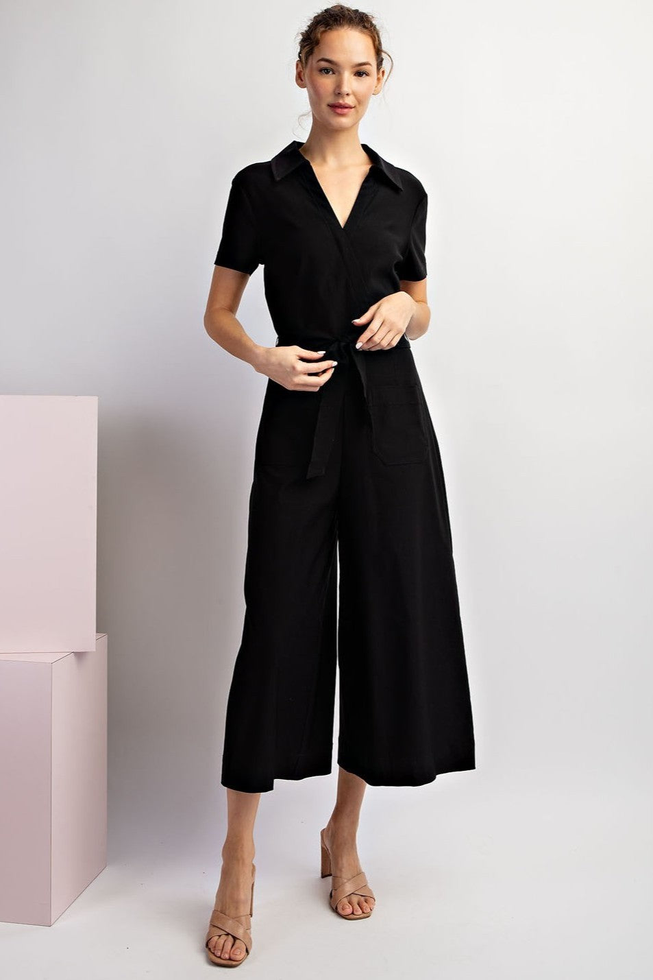 •ANDREA• collared short sleeve jumpsuit