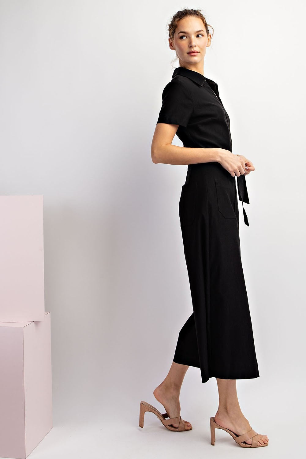 •ANDREA• collared short sleeve jumpsuit