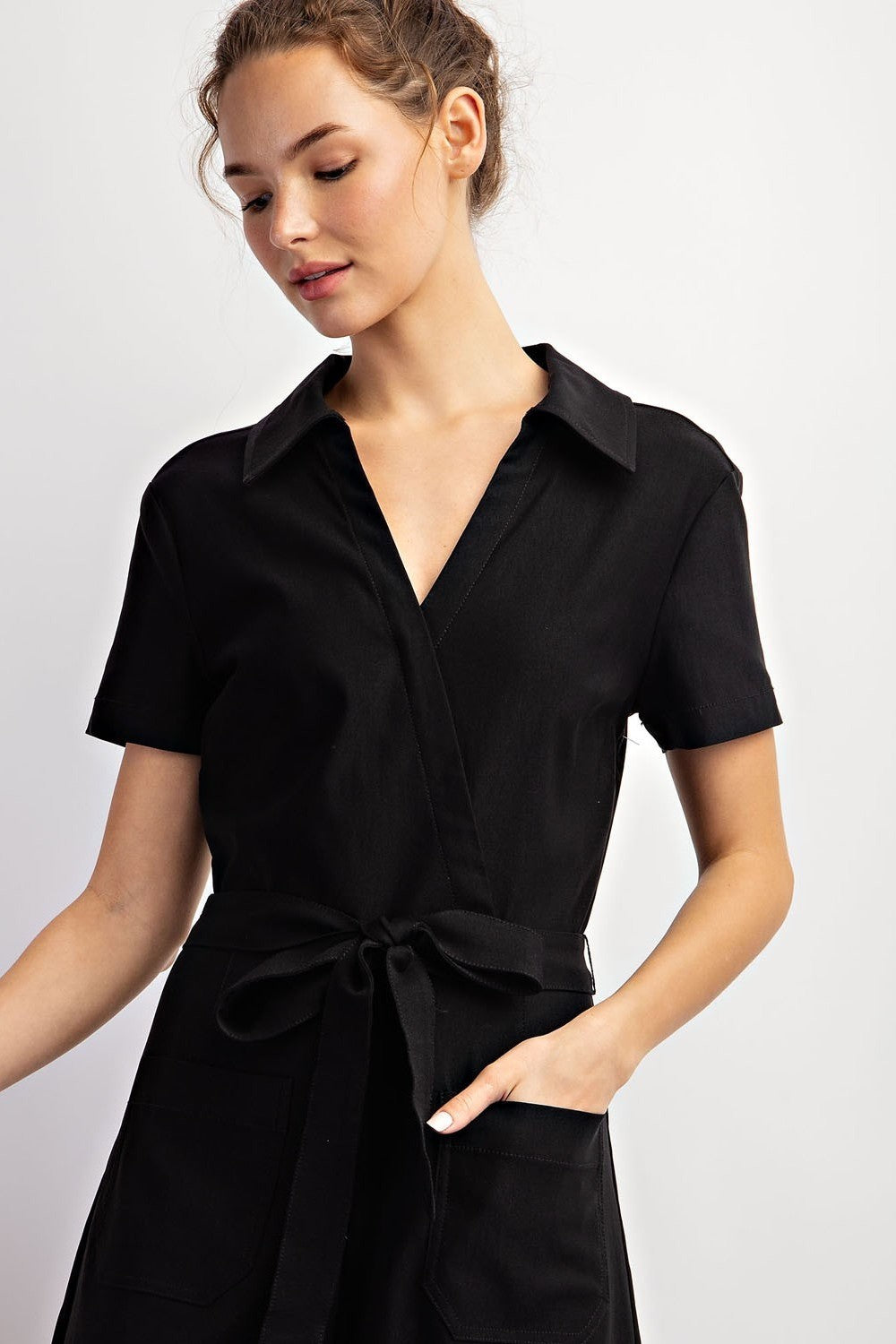 •ANDREA• collared short sleeve jumpsuit