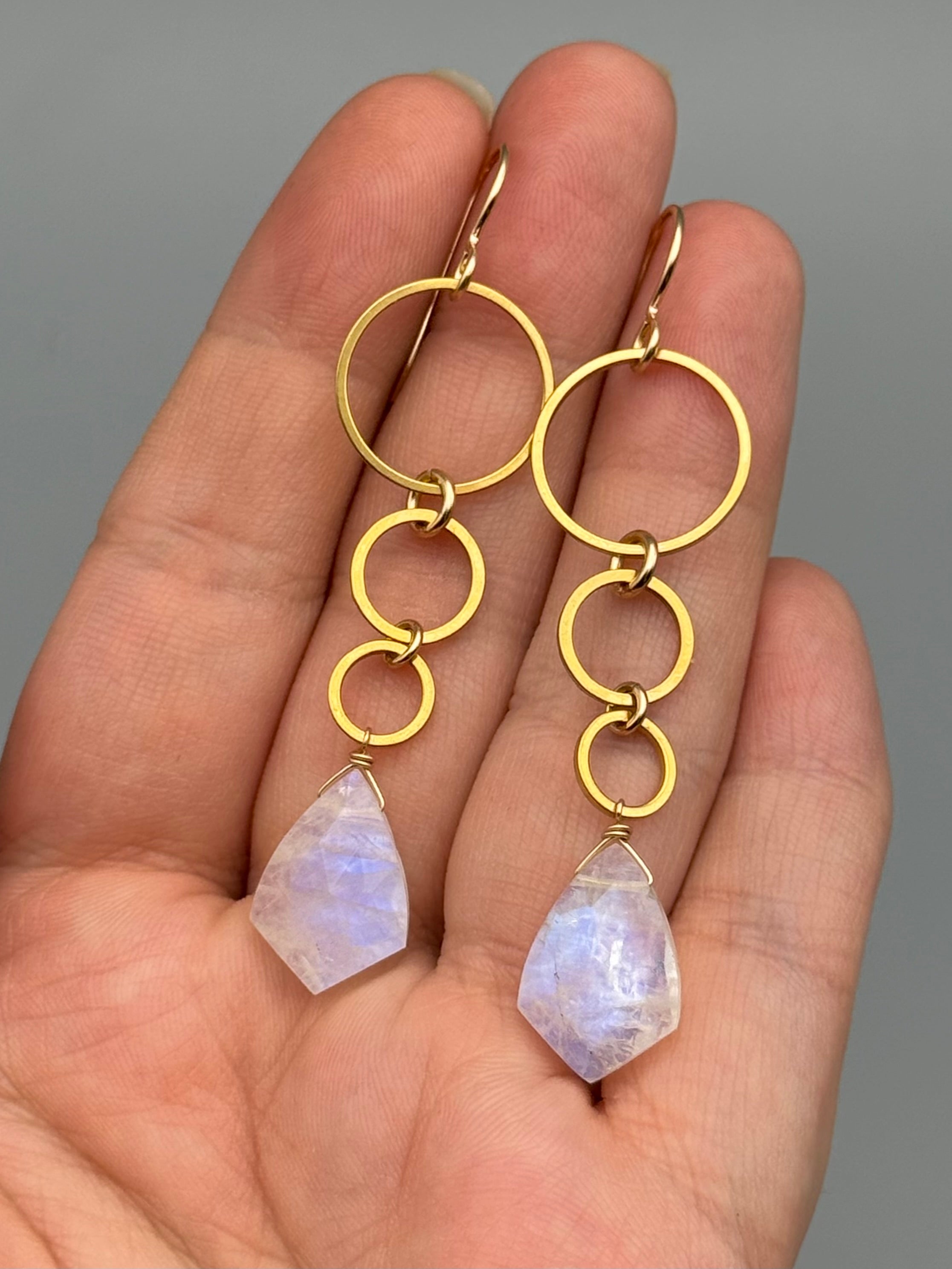 •6 OF CUPS• rainbow moonstone + gold earrings