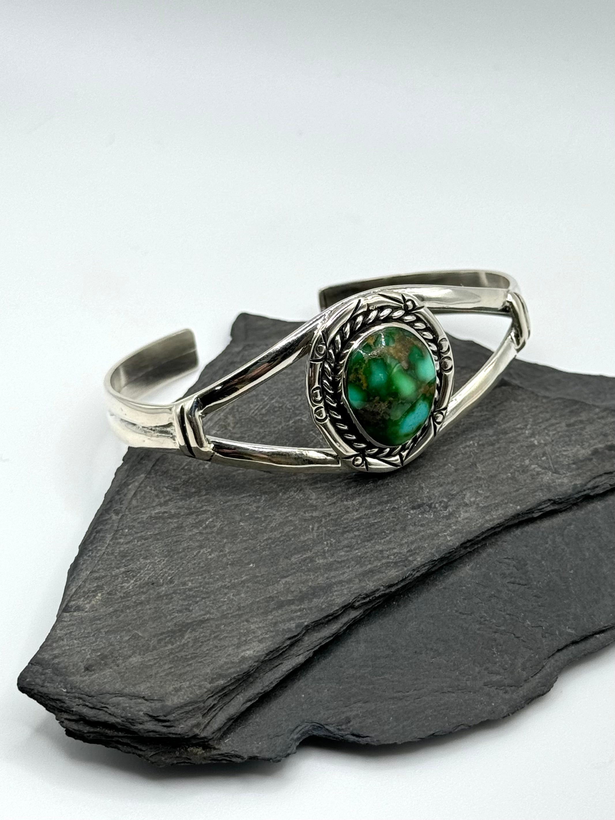 •SONORAN GOLD TURQUOISE• Navajo silver cuff bracelet (7" +/-)