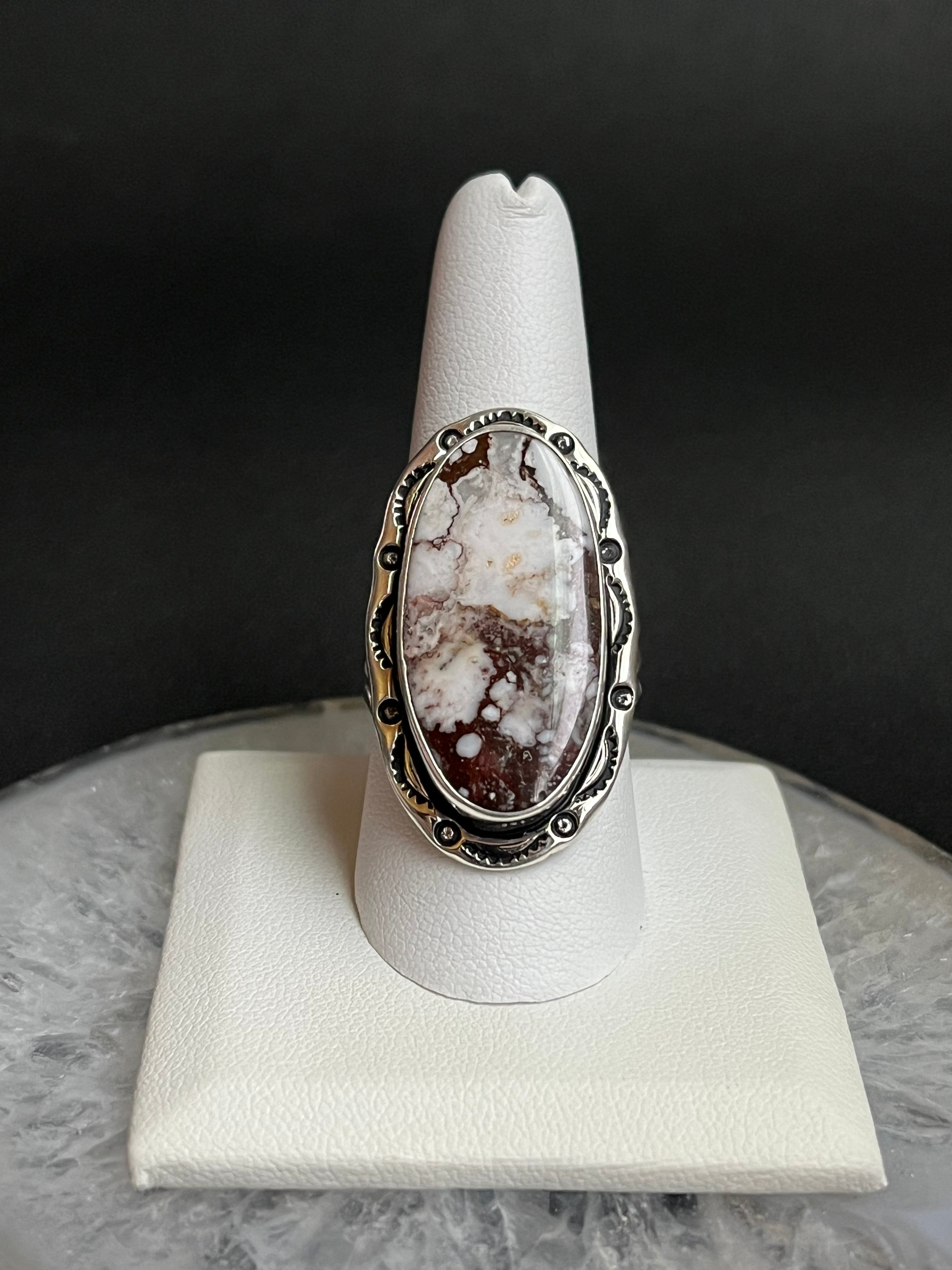 •WILD HORSE JASPER• Navajo silver ring (size 10)