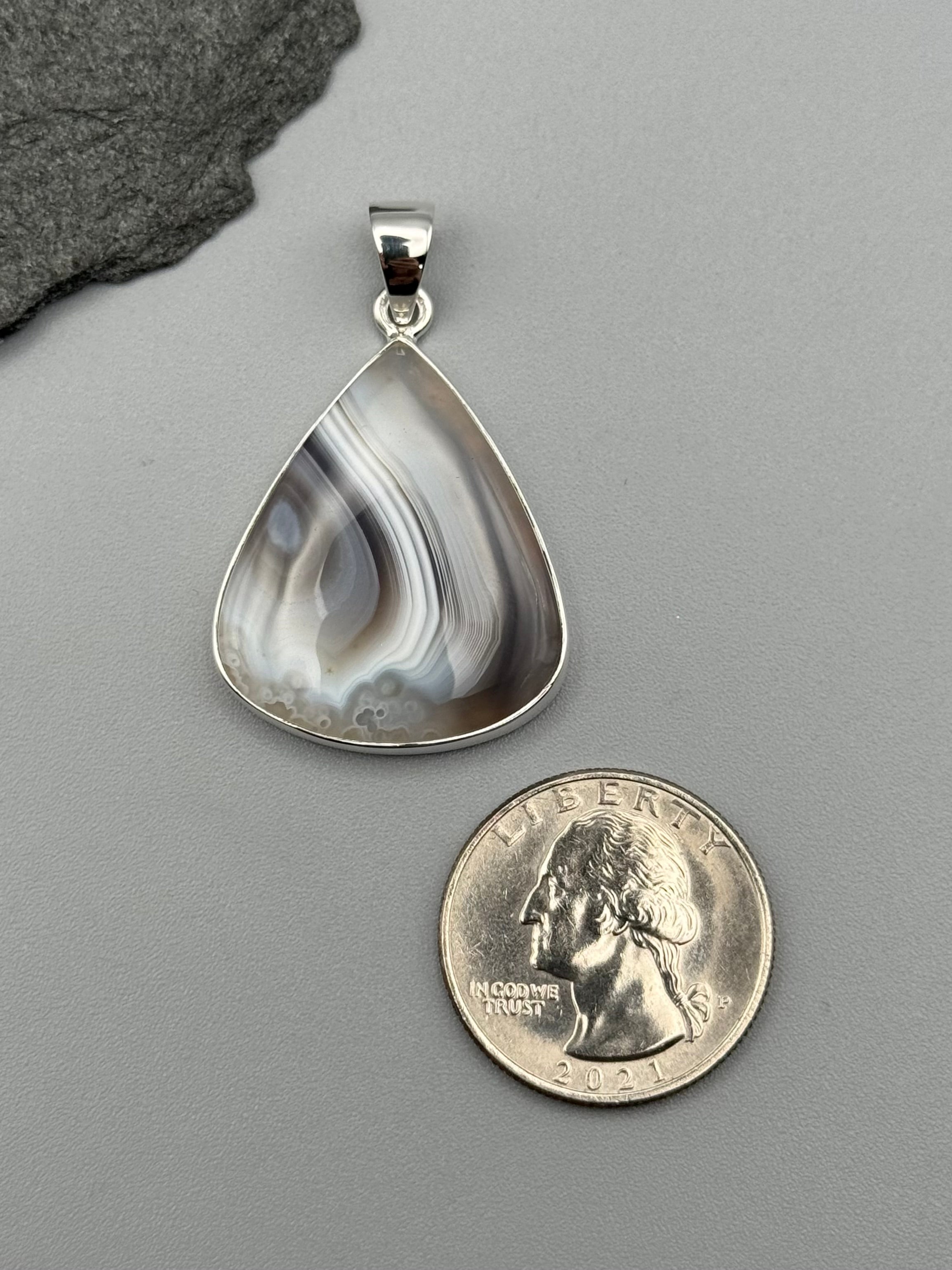•BOTSWANA AGATE - TEAR• sterling silver pendant