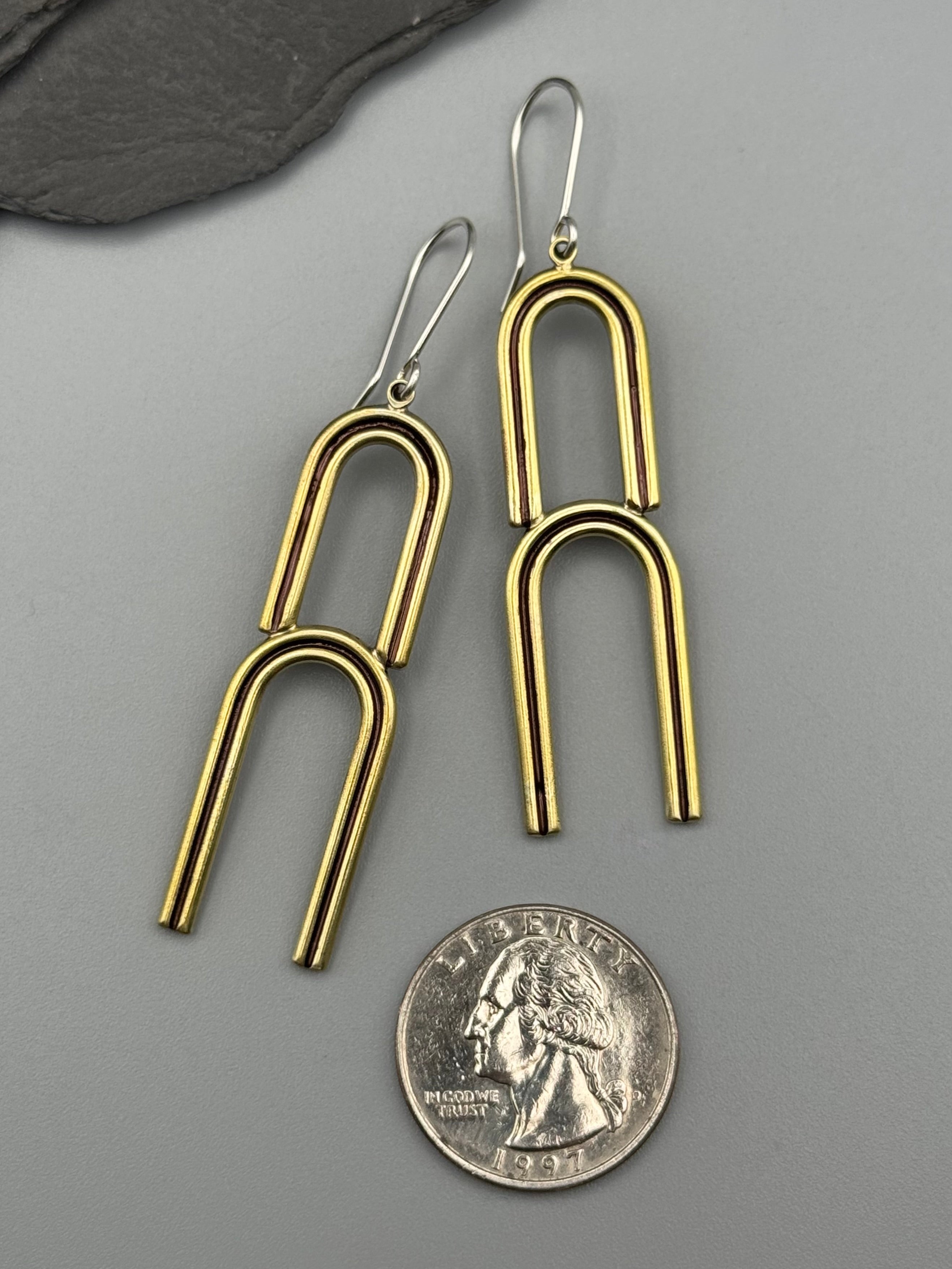 •DOUBLE ARCHES• brass dangle earrings