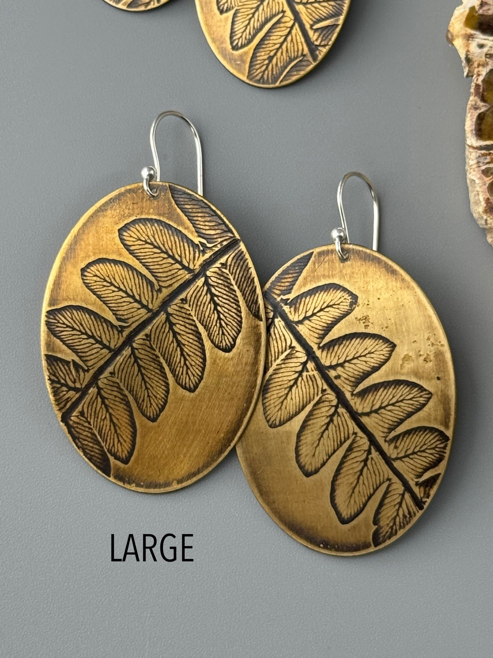 •FERN OVOID• mixed metal dangle earrings