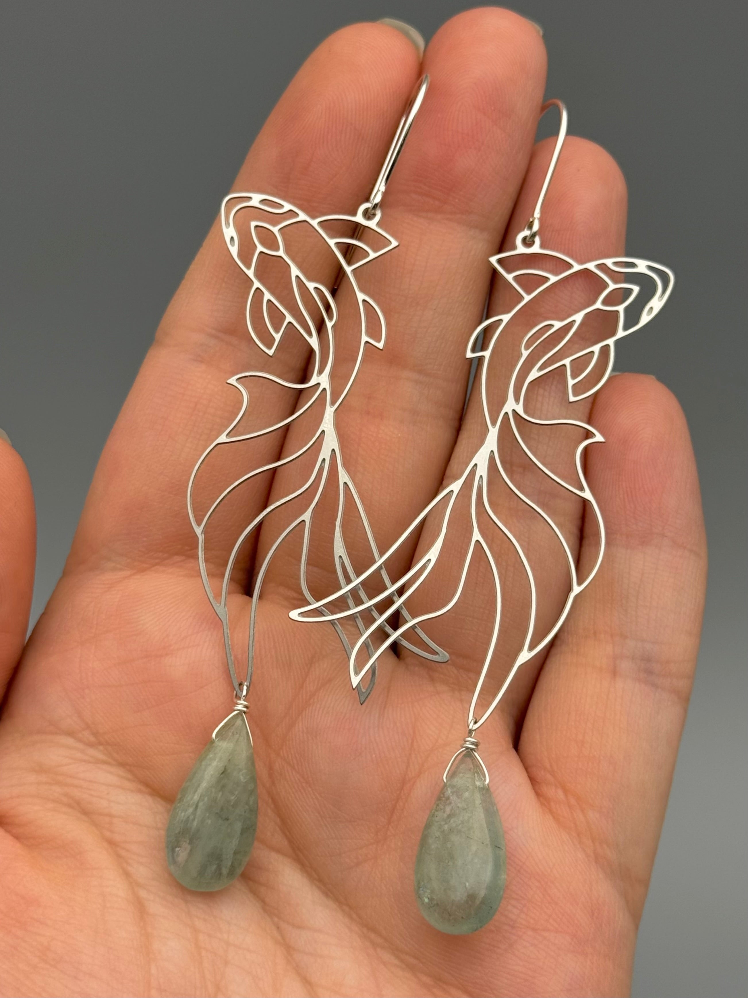 •KOI• aquamarine + silver earrings