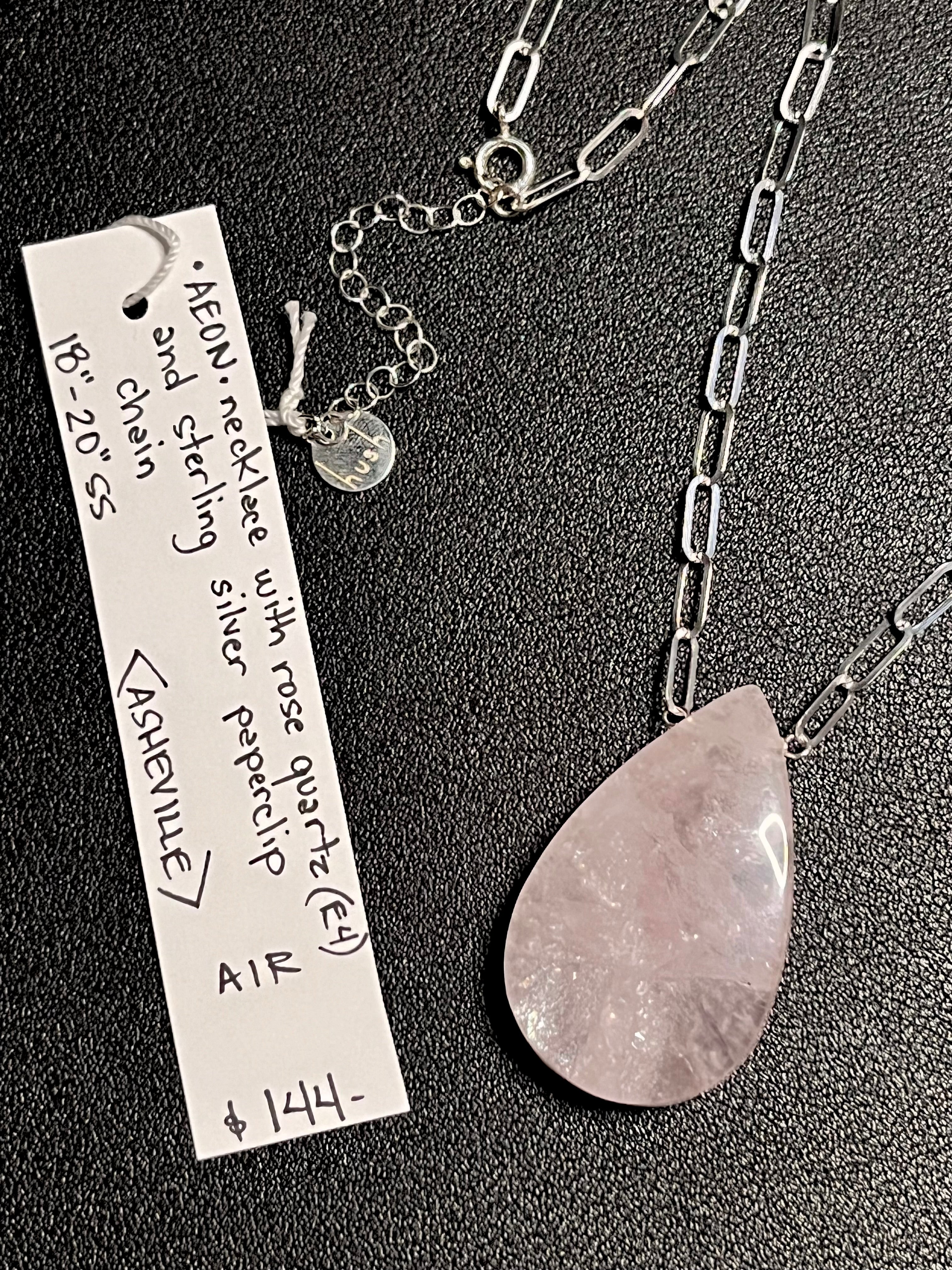 •AEON• rose quartz + silver necklace (18"-20")