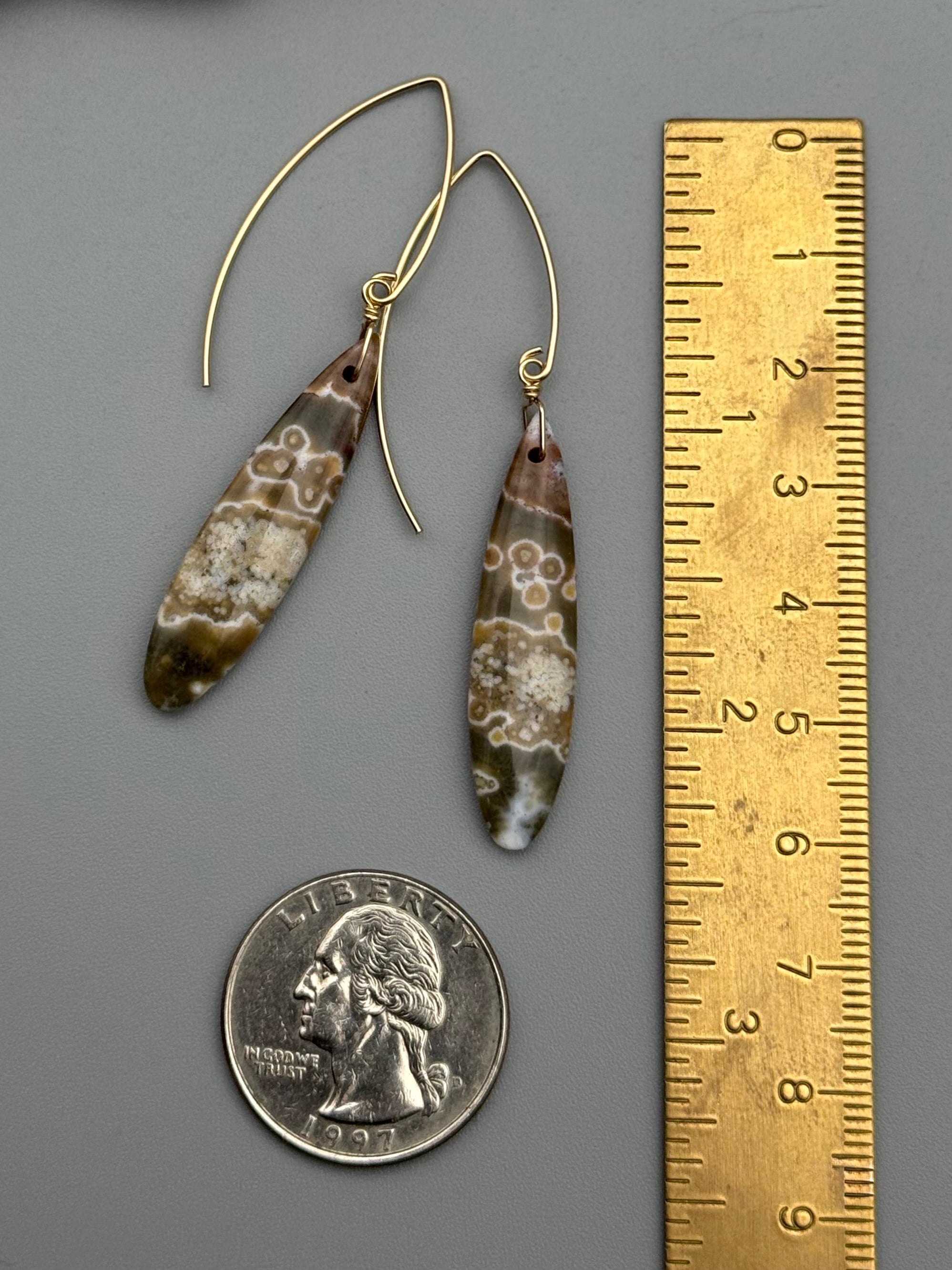 •STRAY• ocean jasper tear + gold earrings