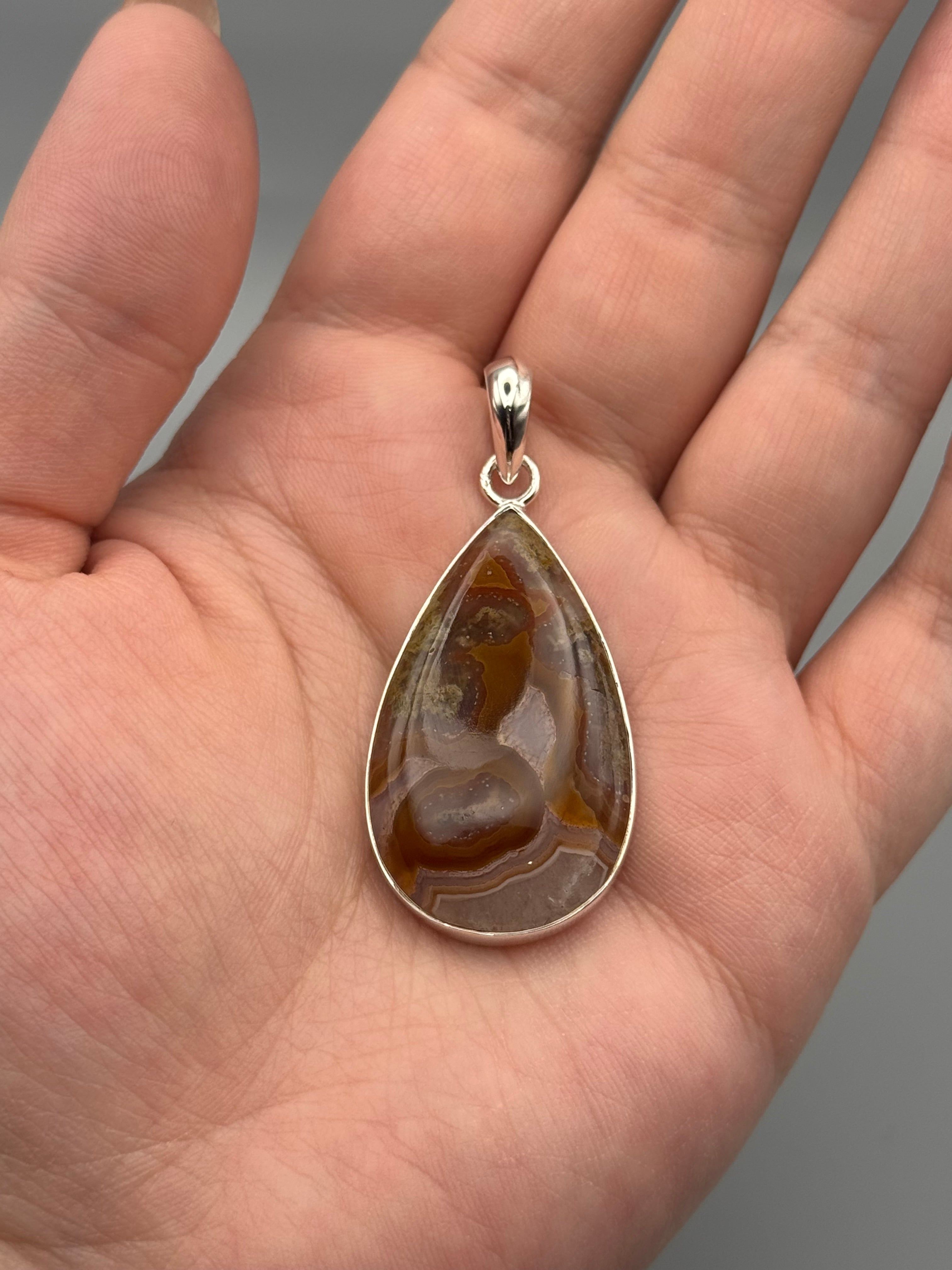 •AGUA NUEVA AGATE - TEAR• sterling silver pendant