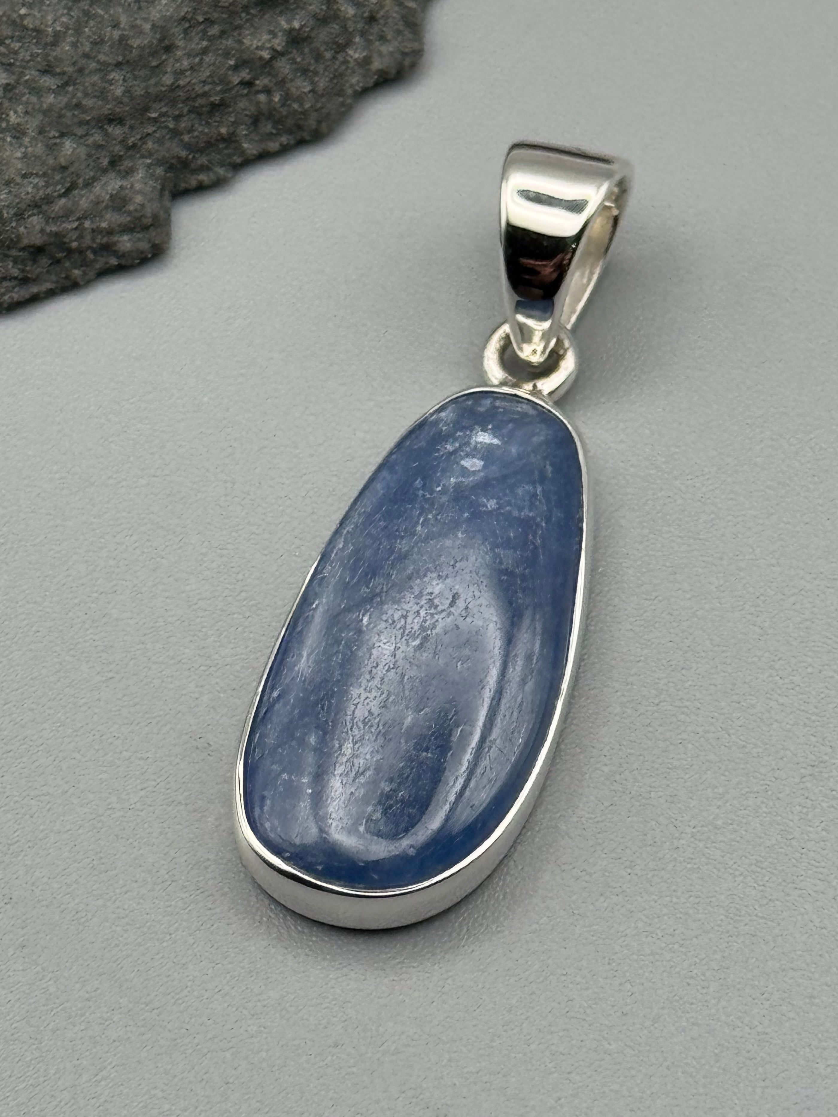 •KYANITE - ELONGATED OVAL• sterling silver pendant