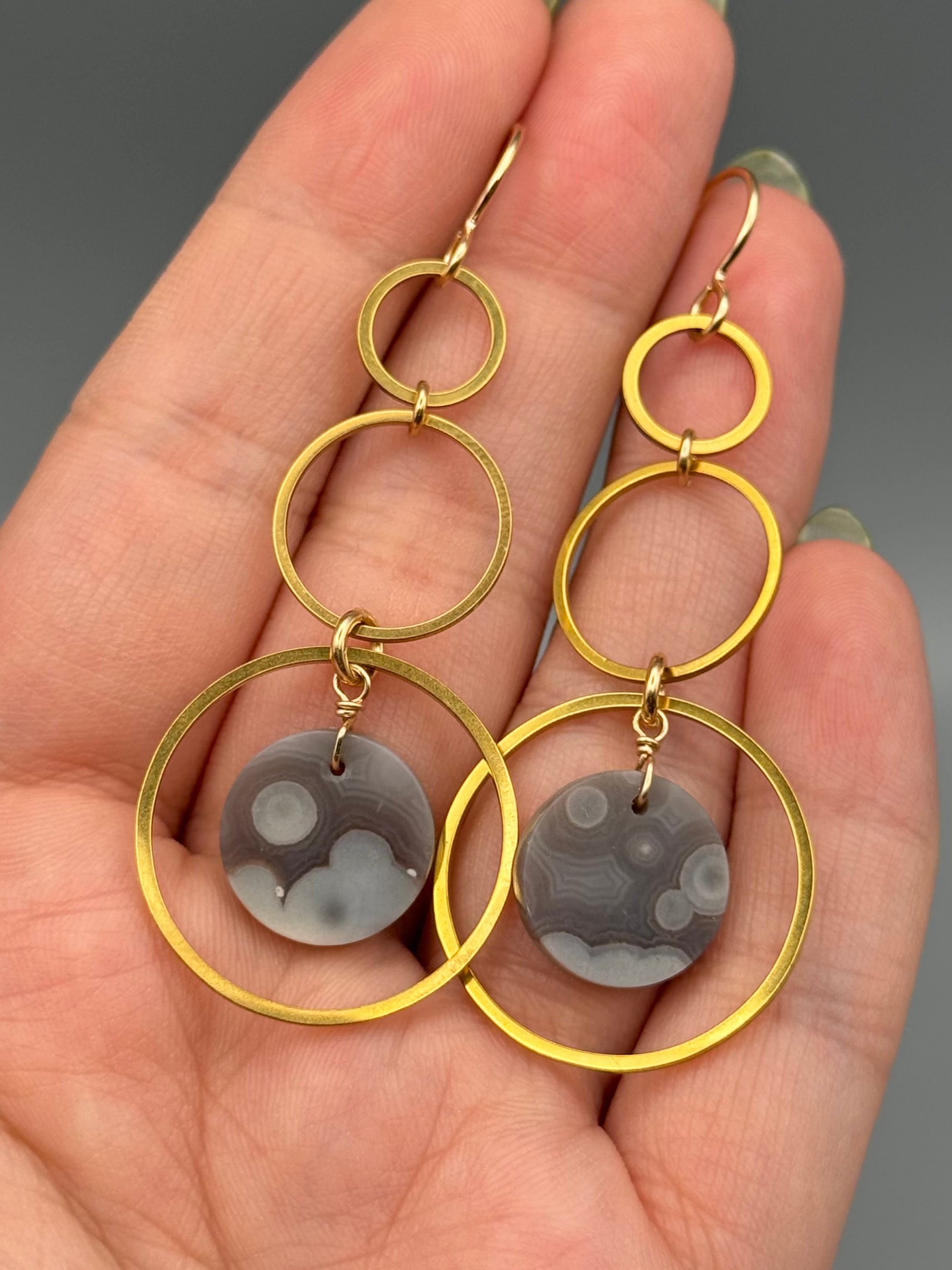 •6 OF CUPS• botswana agate + gold earrings