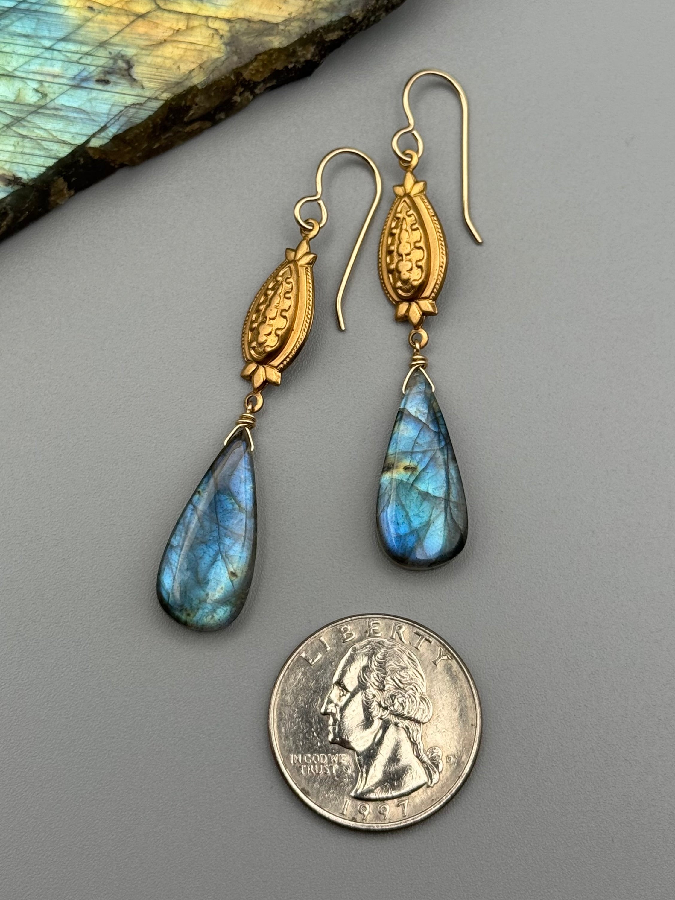 •CONTESSA• labradorite tear + gold earrings