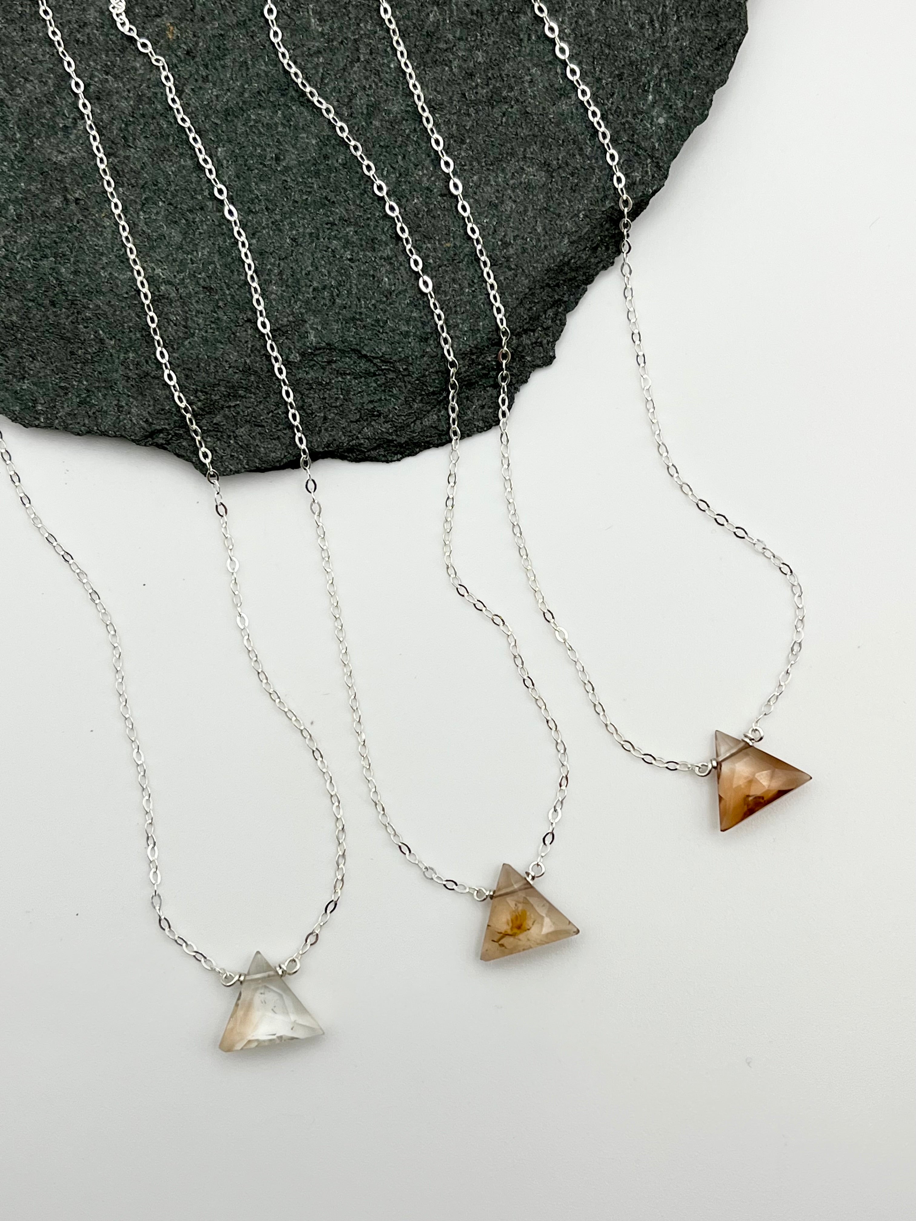 •STRAY• faceted imperial topaz triangle + silver necklace (various lengths)
