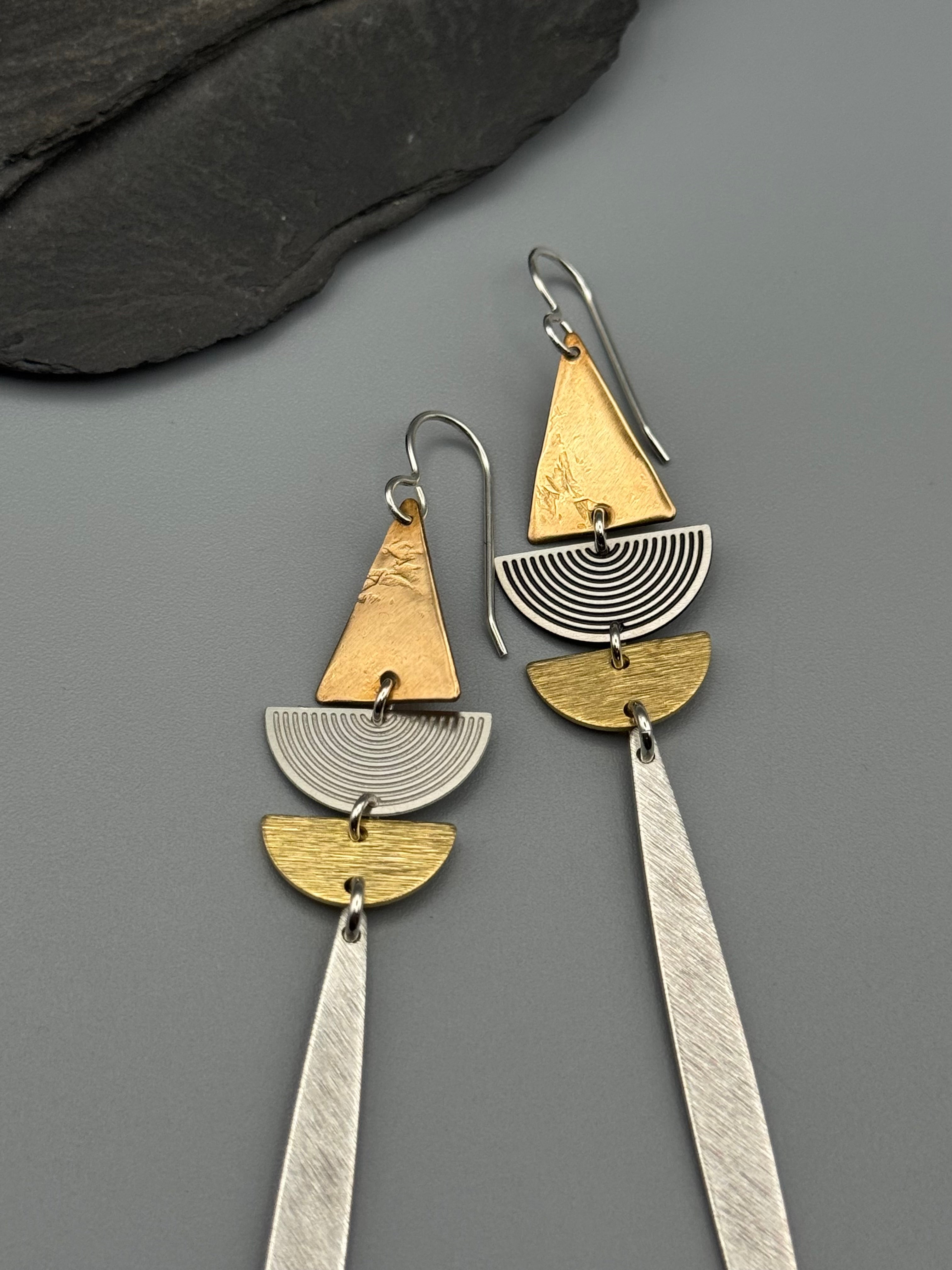 •SHAPE SHIFTER• mixed metal dangle earrings