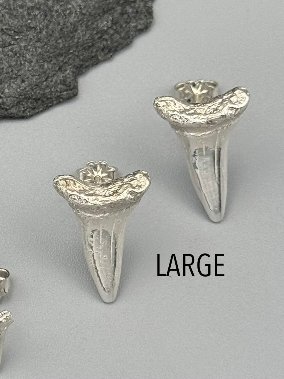 •SHARK TOOTH• silver stud earrings (various sizes)