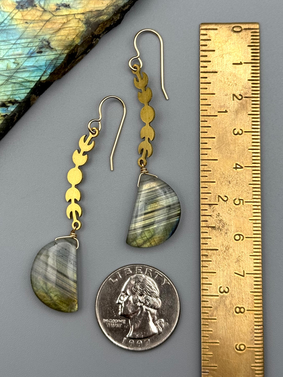 •MOONBEND• golden labradorite + gold earrings