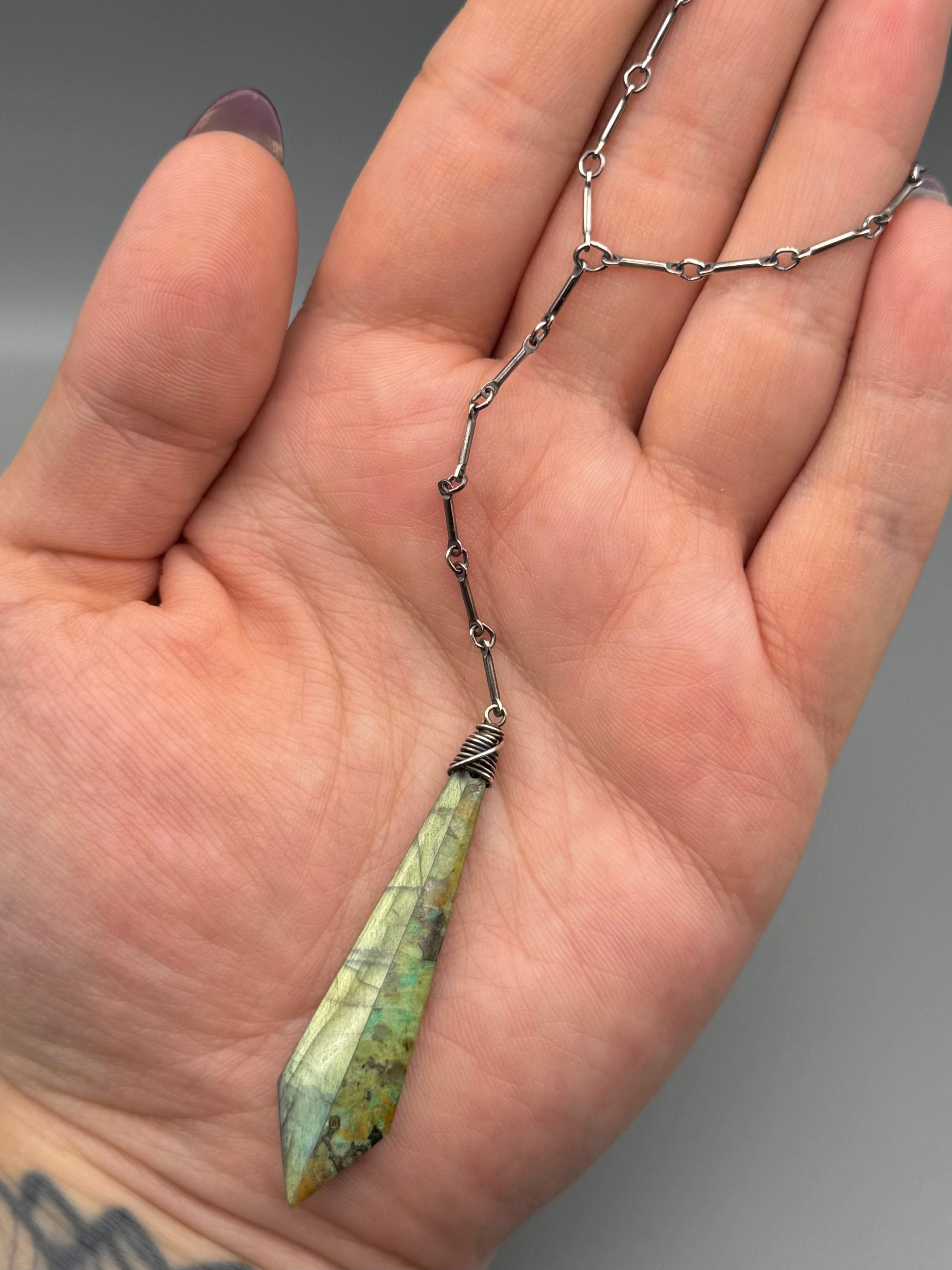 •STICKS & STONE• intarsia kite + silver necklace (18"-20" + 4.5" drop)