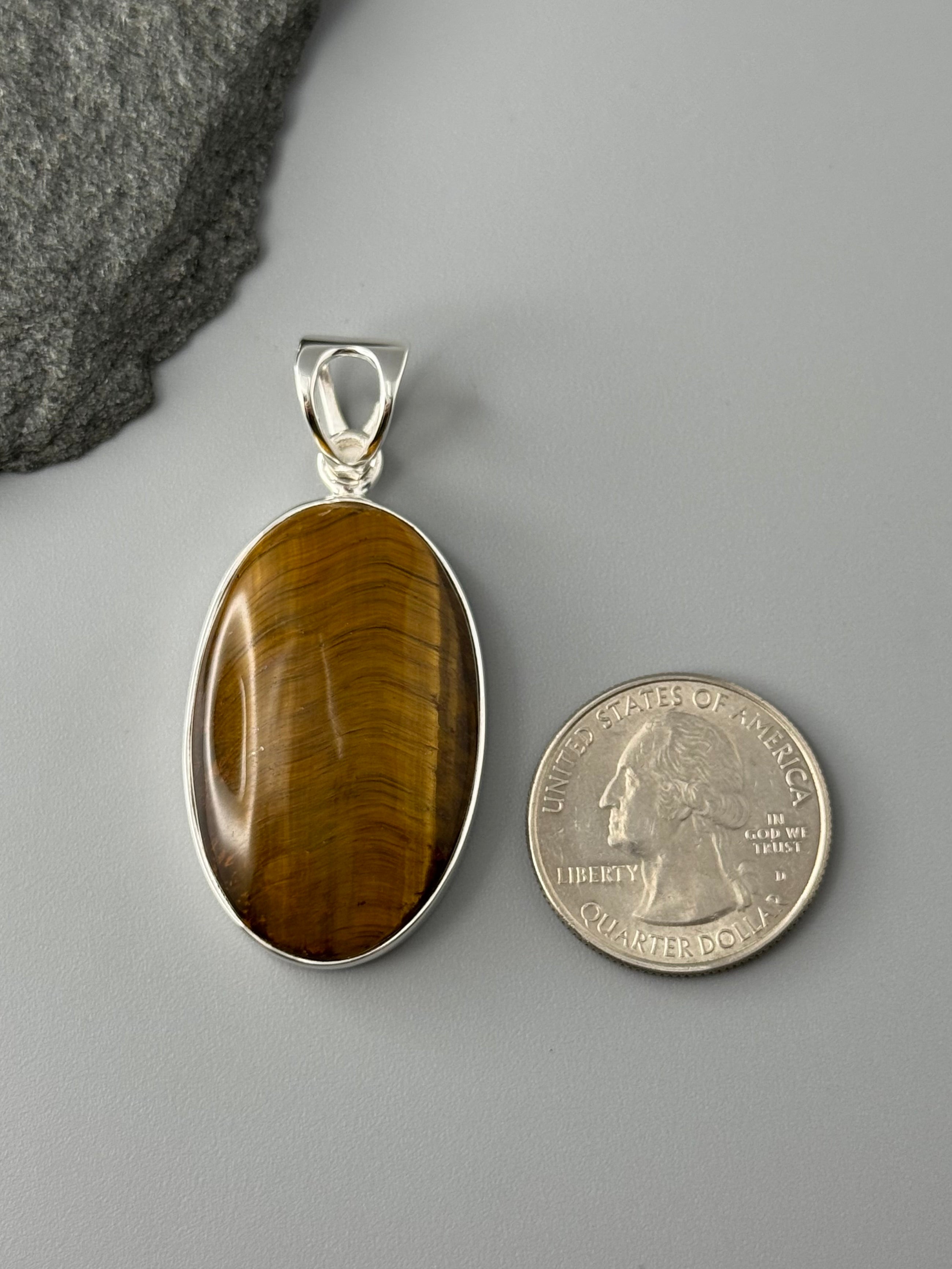 •TIGER EYE - OVAL• sterling silver pendant