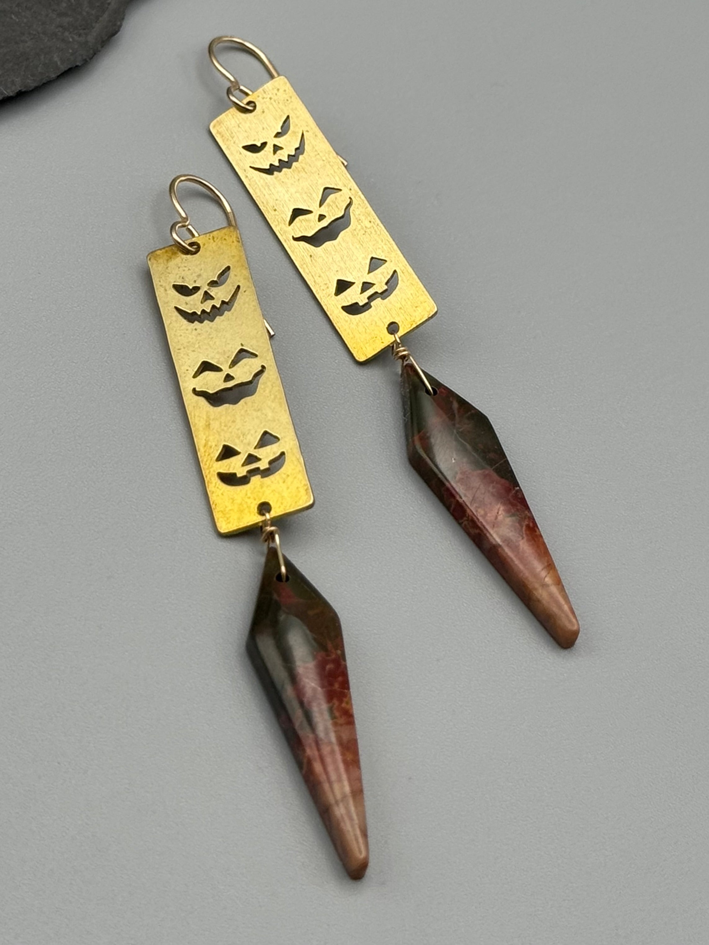 •PUMPKIN KING• jasper + gold dangle earrings