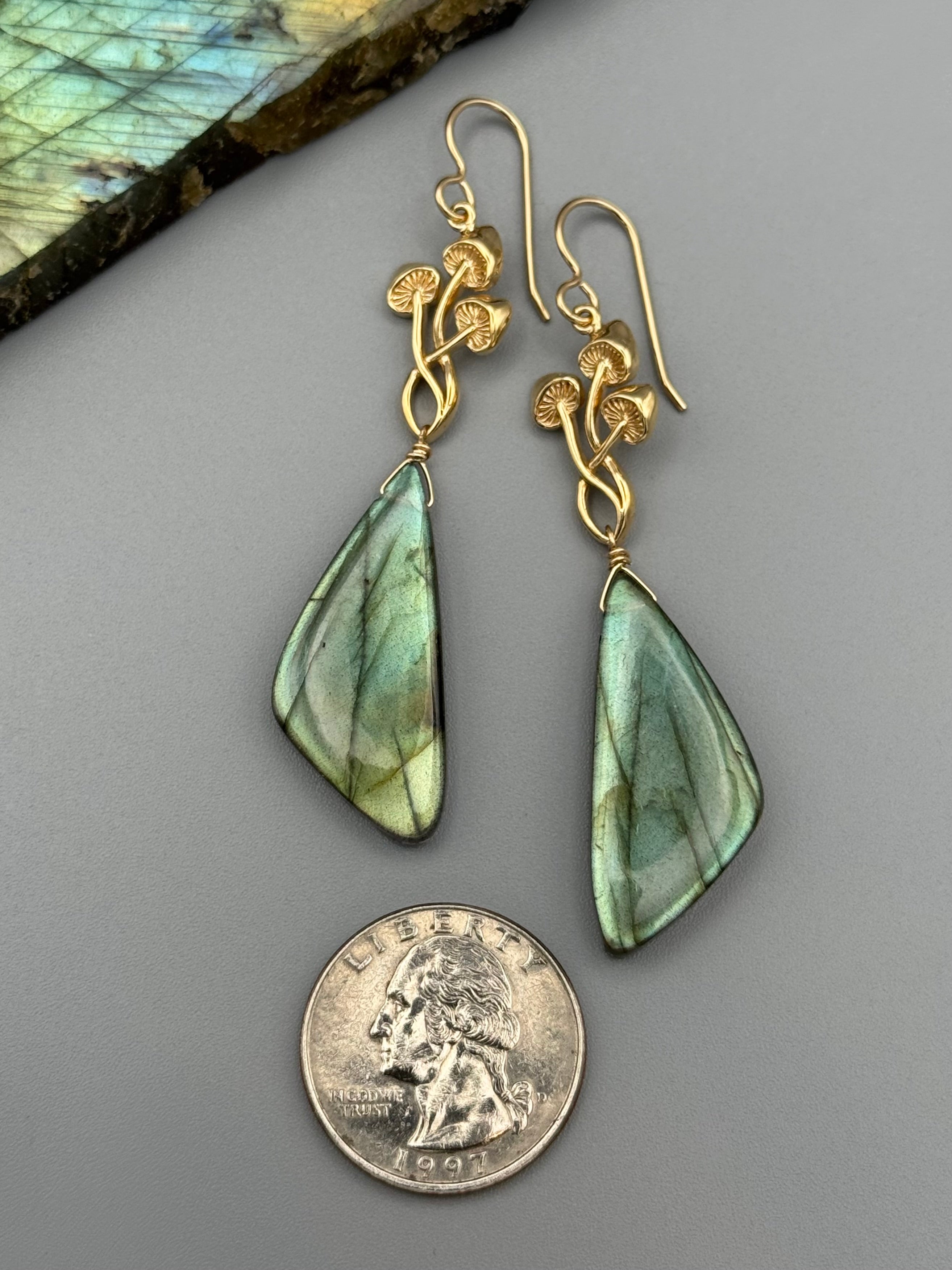 •FOREST FRIENDS• labradorite wing + gold earrings